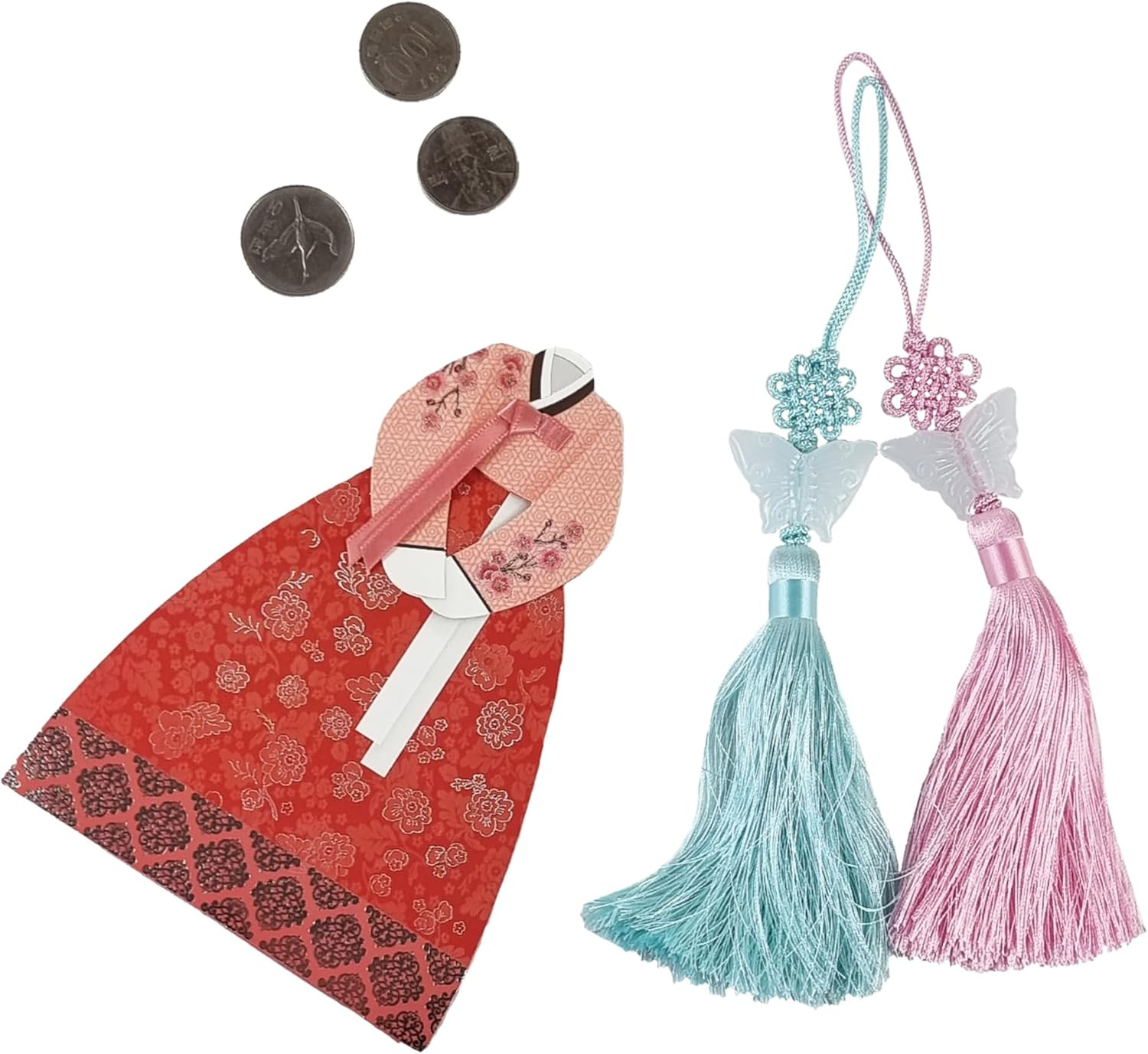 Jade Butterfly Norigae – Elegant Mint Tassel Charm for Hanbok Accessory