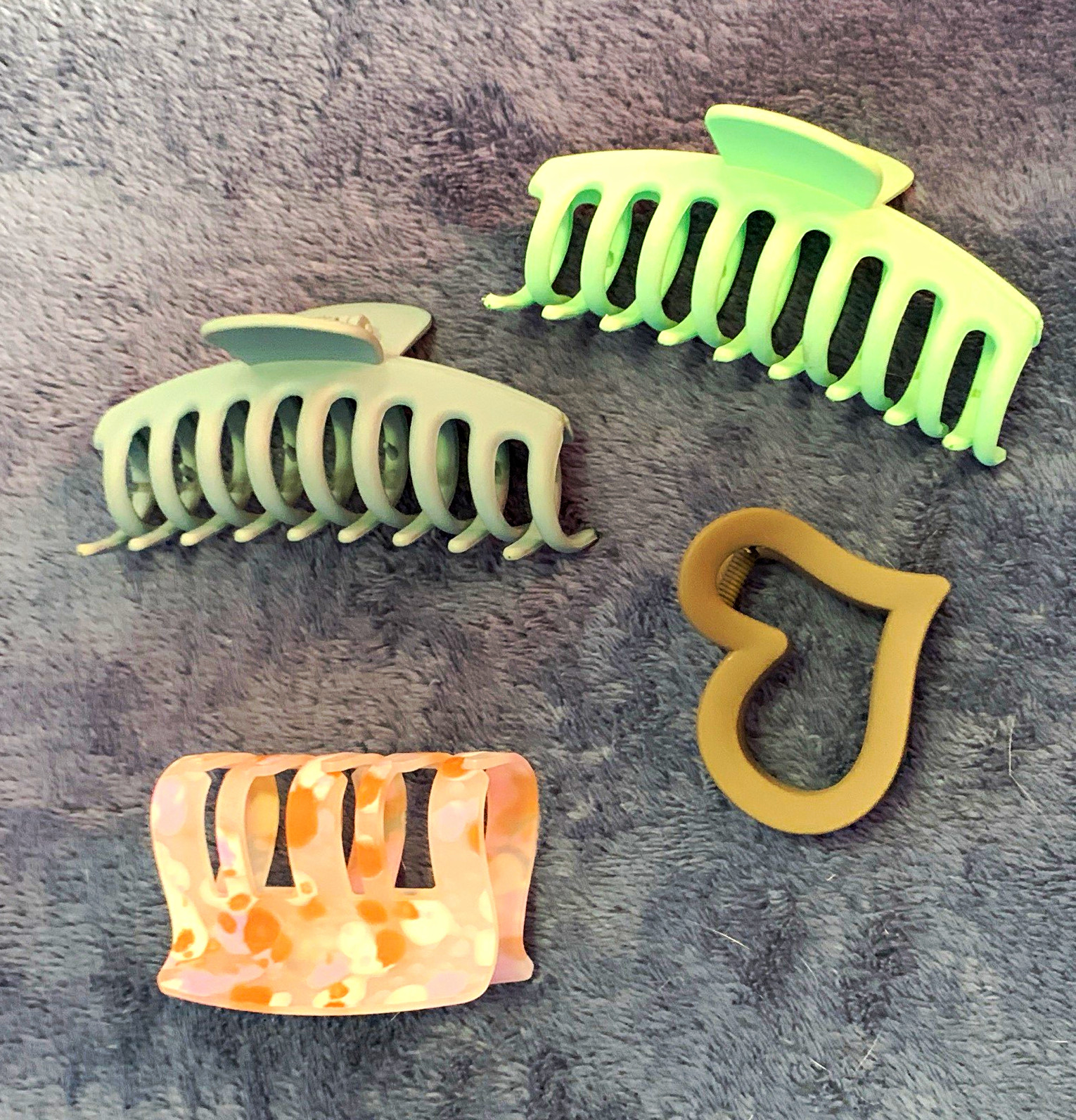 Hair Claw Clip Set, Multicolor Solid, Includes Heart Clip, 1PCS