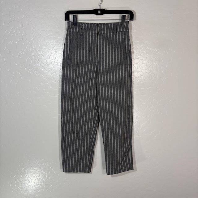 Wilfred Dress Pants Womens 0 Gray Striped Crop Wool Flannel Lined Zip Pockets