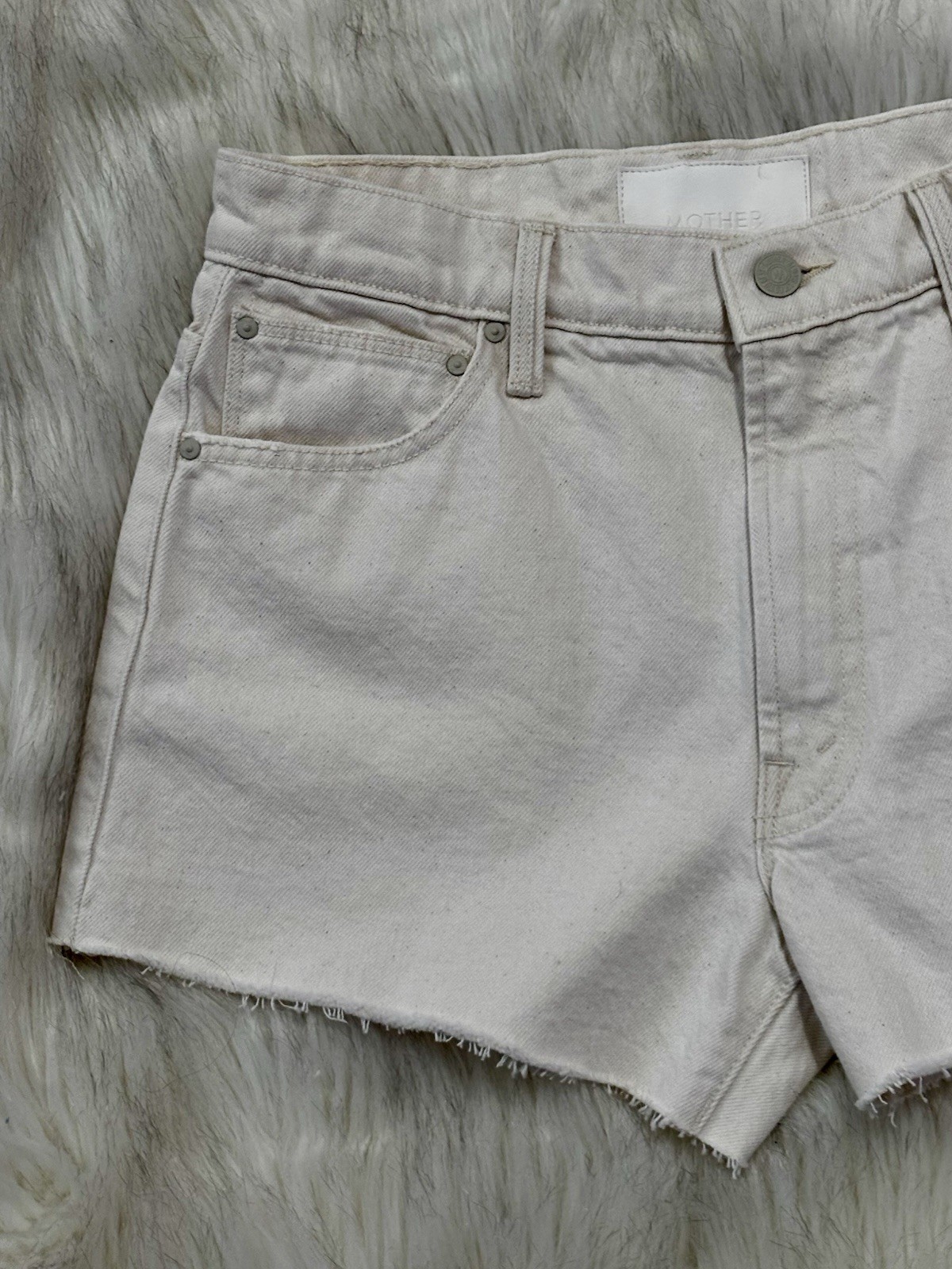 NWT MOTHER Dodger Fray Cut-Off Shorts Natural Selection Cream-colored SZ 27