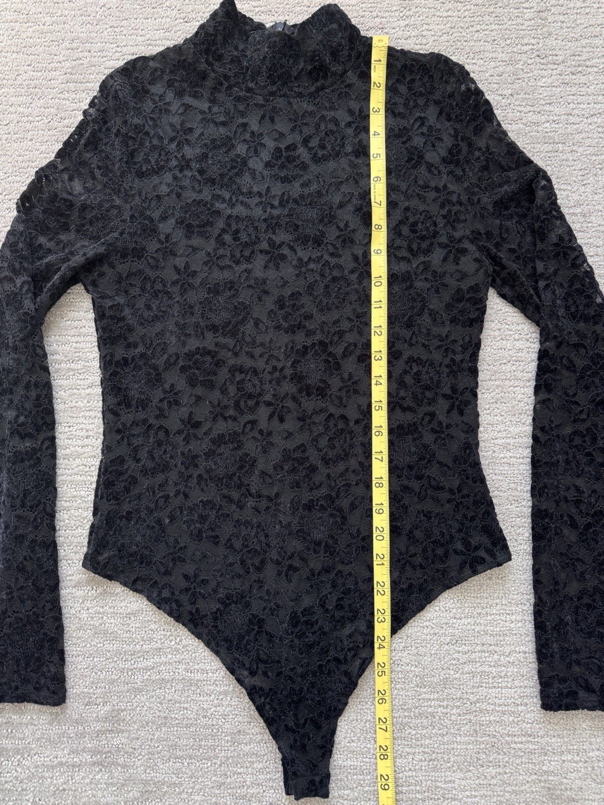Steve Madden Cassi Black Lace Mock Neck Long Sleeve Bodysuit L Gothic Romantic