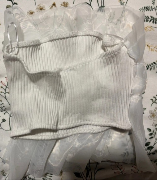 Zara White Organza Strapless Bandeau Boob Tube Crop Top Size: M Ref 0858/806/250