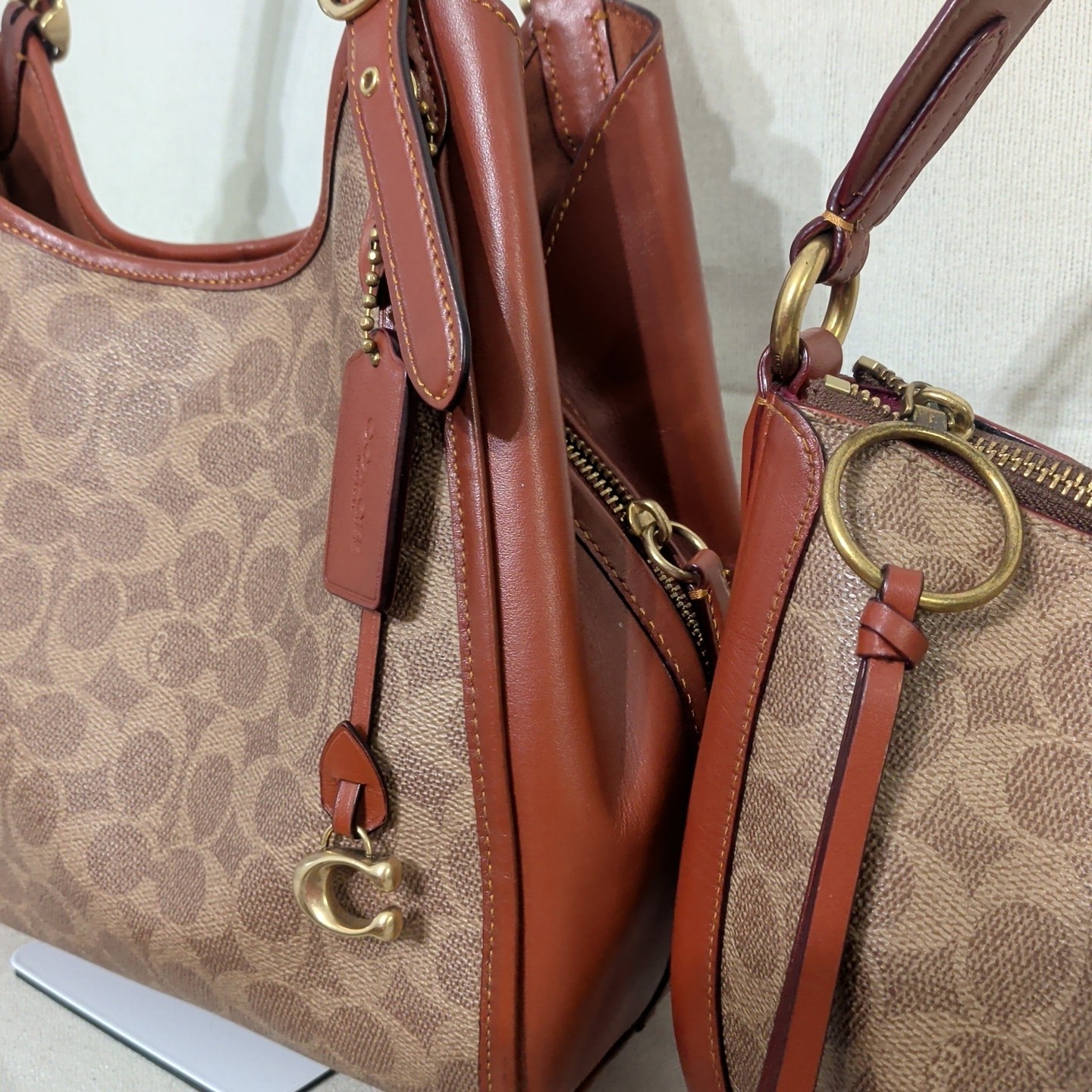 Coach 3-Piece Set: C4825 Lori & Sutton & Wallet in Leather-Tan Rust Collection