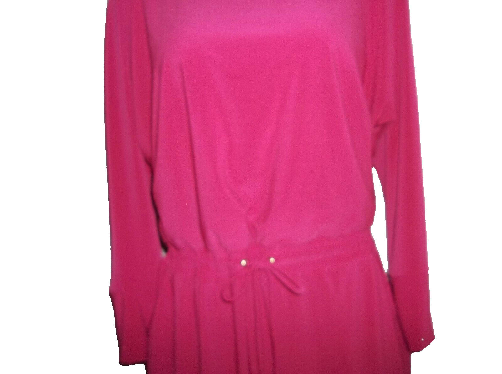 SOHO APPAREL LTD Deep Pink Career Dress Elastic Waist, Size Large, Poly/Spandex