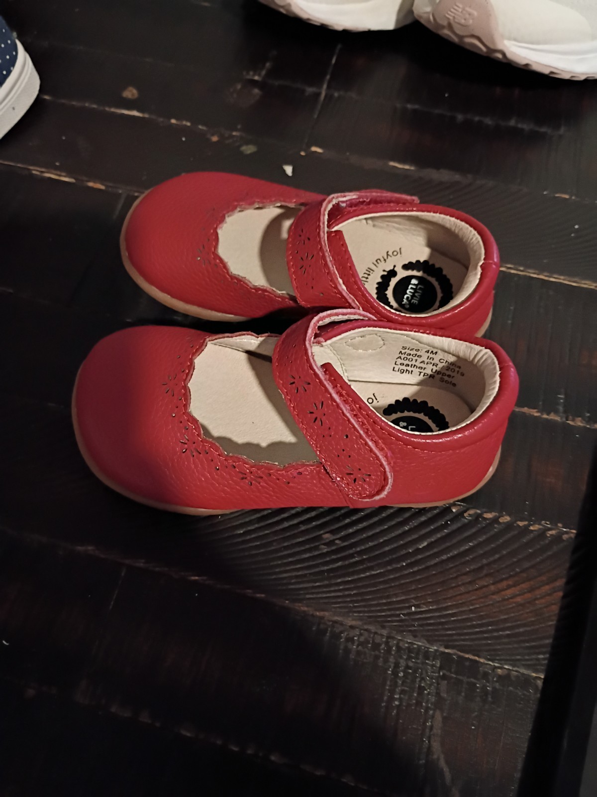Livie & Luca Light Trap Red Leather Mary Jane Hook & Loop Strap Girls US 4M