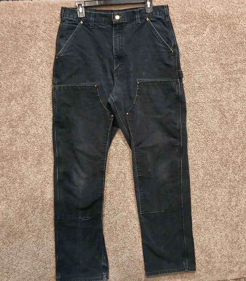 Vintage Carhartt B01 BLK Double Knee Pants USA Made Black 34×34