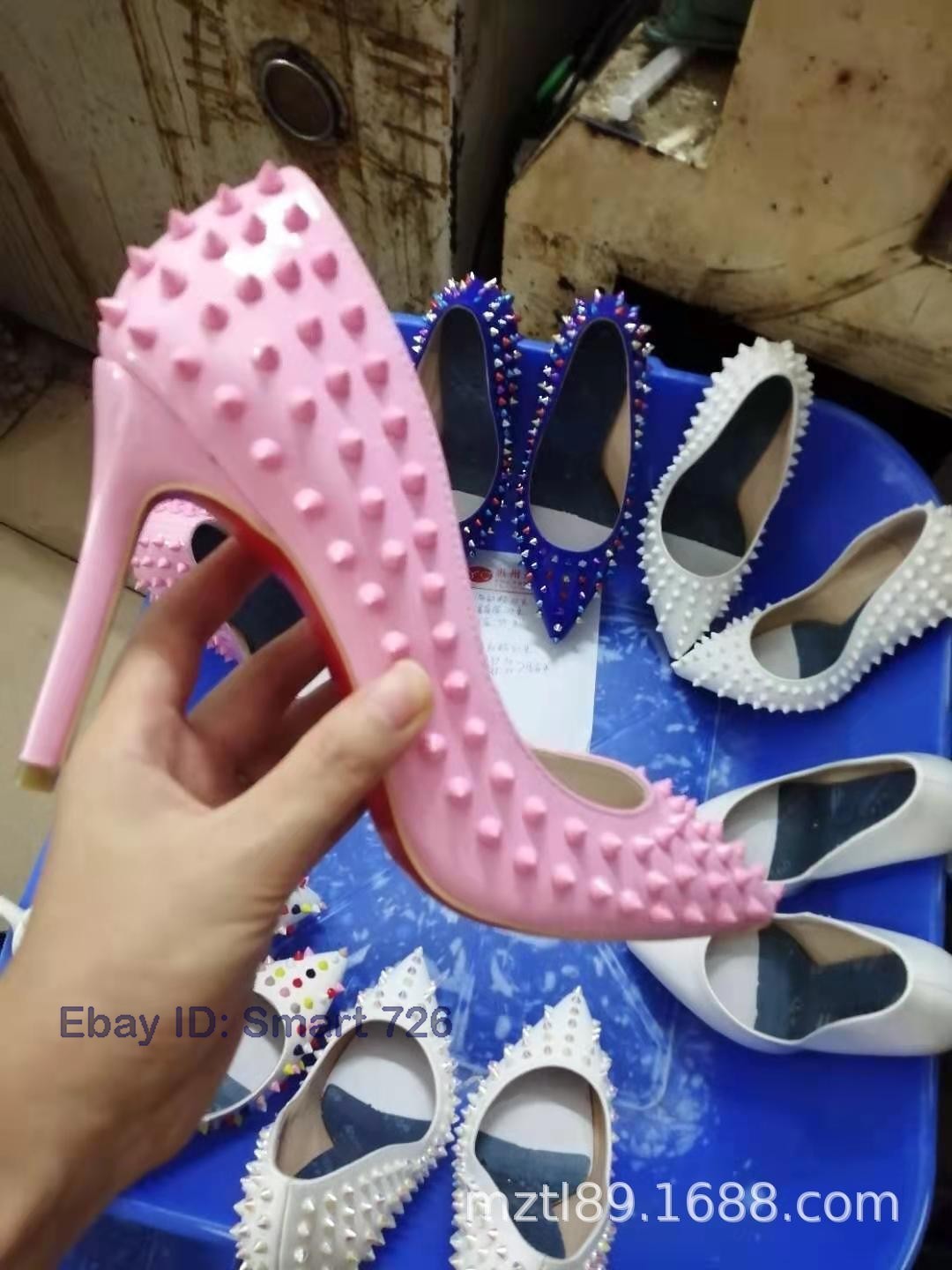 12cm High Stiletto Heel Rivets Womens Pointed Toe Patent Leather Pumps Runway Sz