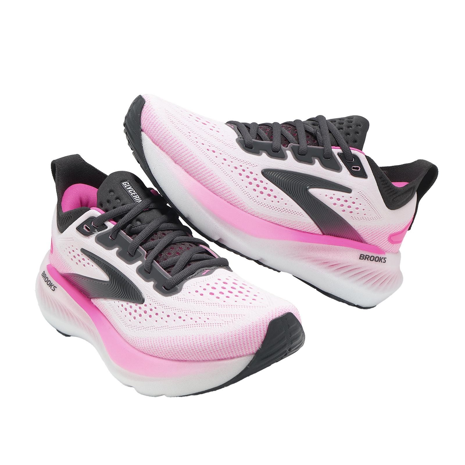 Brooks Glycerin 23 White Phantom Cyber Pink Women Road Running Shoe 1204651B-111