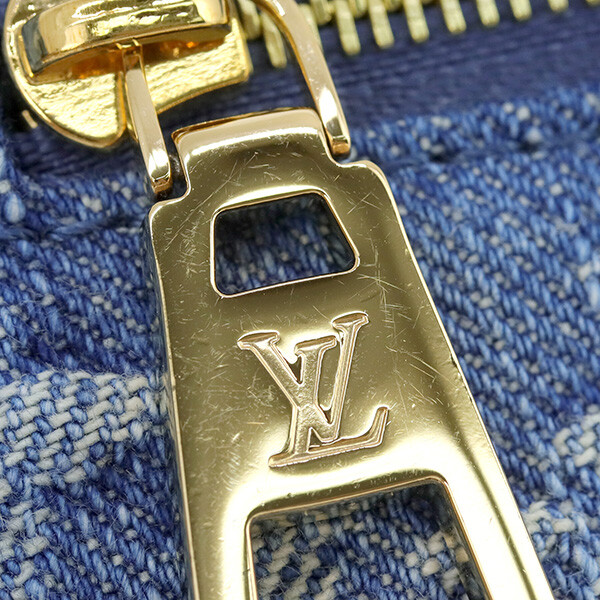 AUTH LOUIS VUITTON BODY BAG HIGH RISE LV REMIX LEATHER BLUE DENIM W36XH15XD7CM