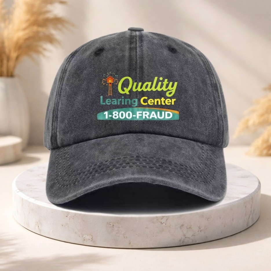 Vintage Quality Learning Center 1-800-FRAUD Washed Baseball Cap Hat Meme Unisex