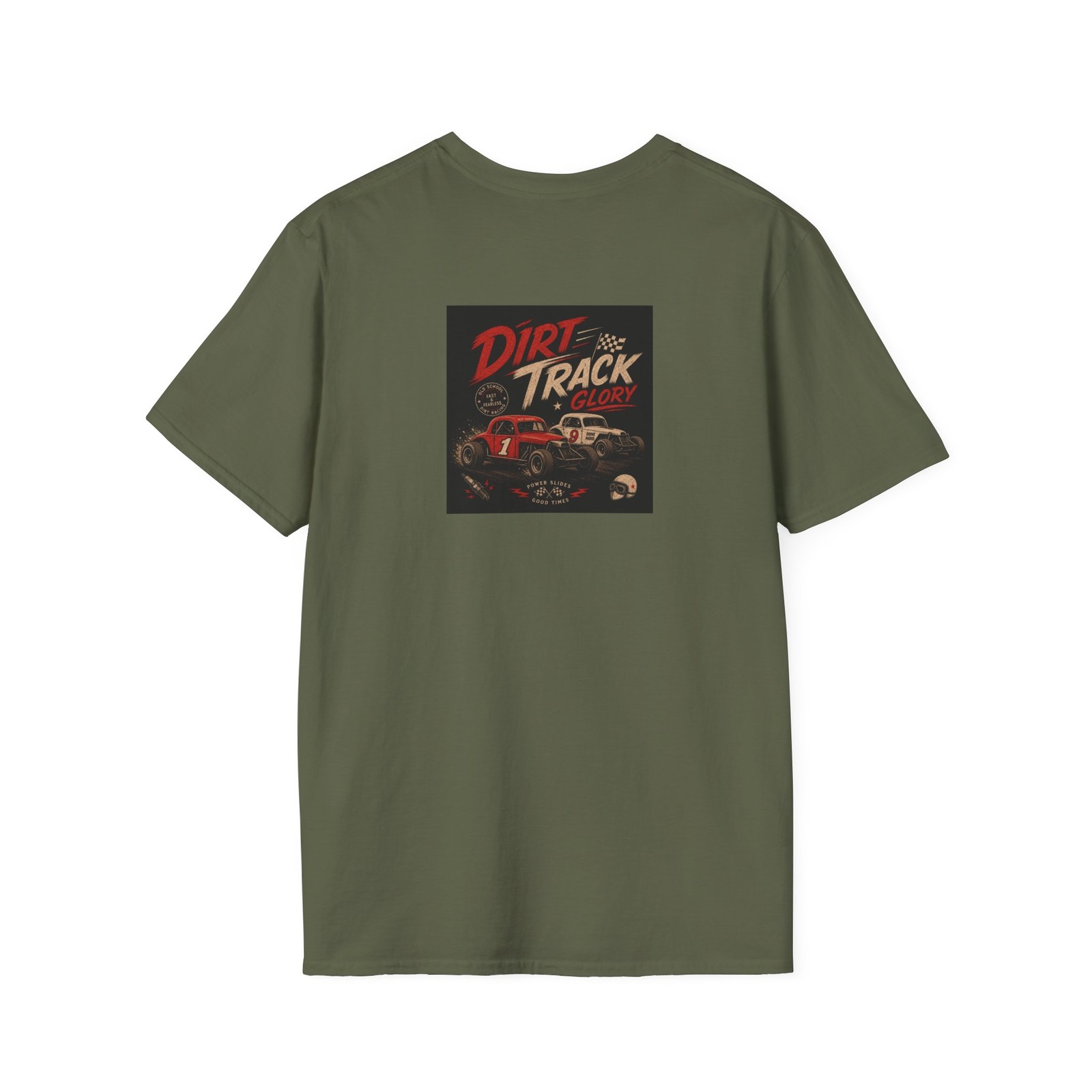 Dirt Track Glory Racing Cars T-Shirt Vintage Dirt Modified Coupe Design On Back