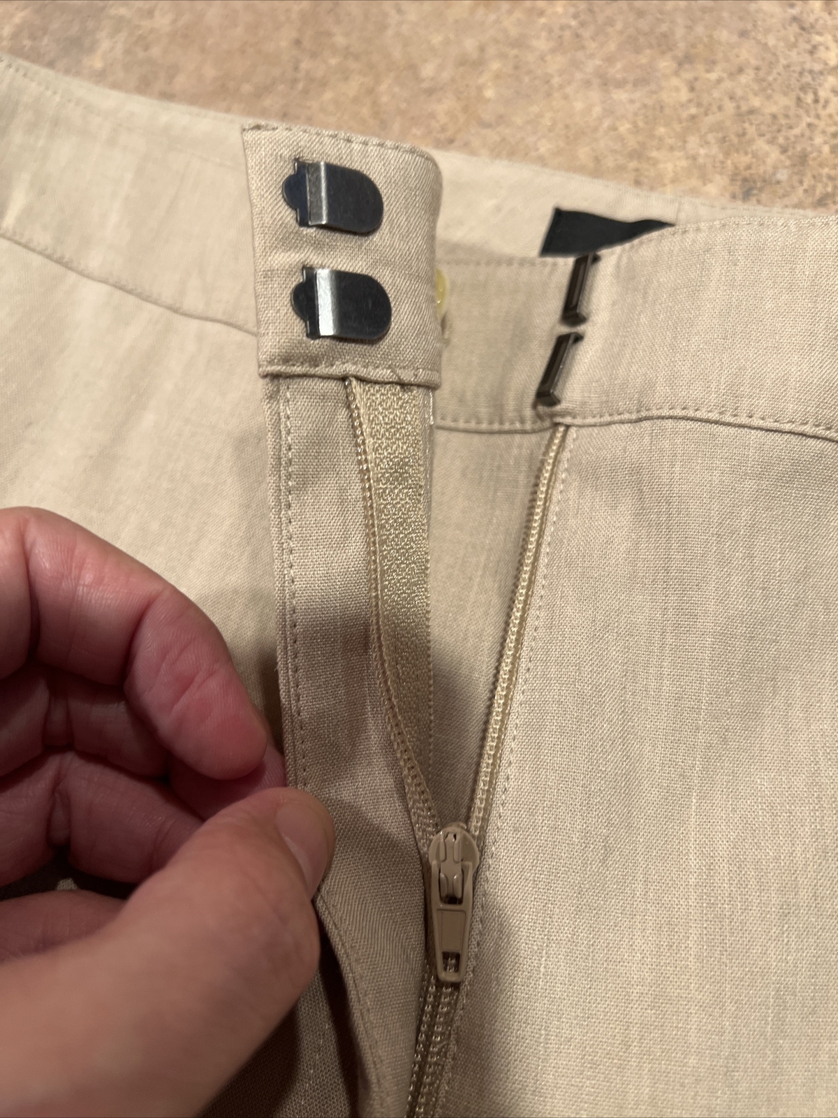 Theory Women’s Clean Trouser Pants Sand Melange Linen Size 10 $285 NEW NWT