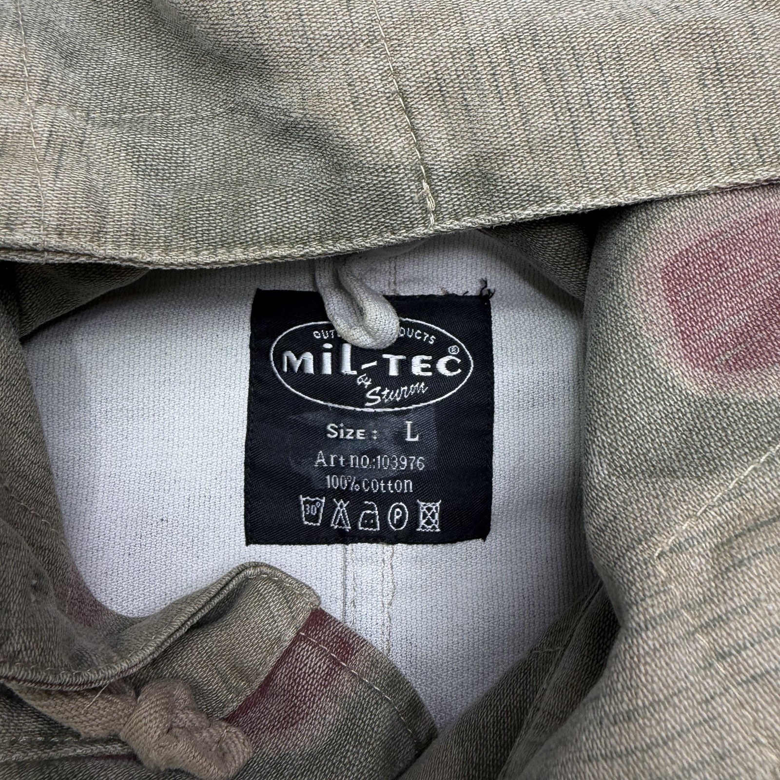 Vintage Mil-tec Sturm Australian Swamp Multi Camo Hooded Canvas Field Jacket LG