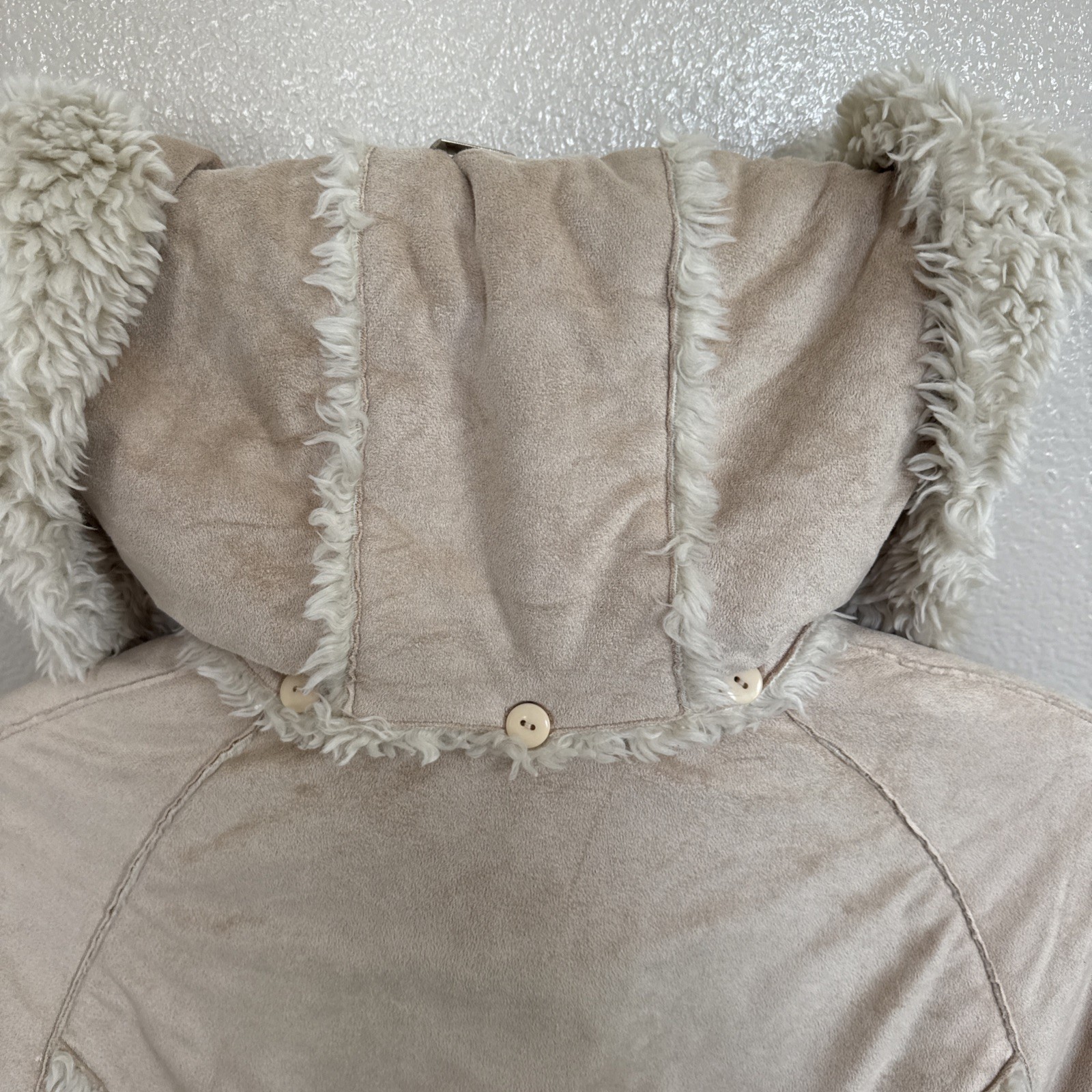 Wilson’s Leather Faux Fur & Suede Penny Lane Style Jacket Removable Hood Beige S