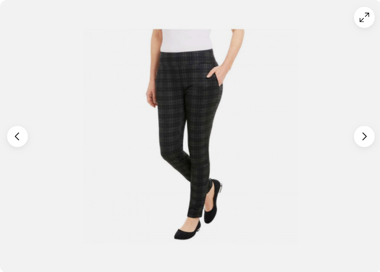 DALIA WOMEN’S BUILT IN PULLON TUMMY CONTROL PANEL PANTS (BLACK PLAID XLARGE)NWT