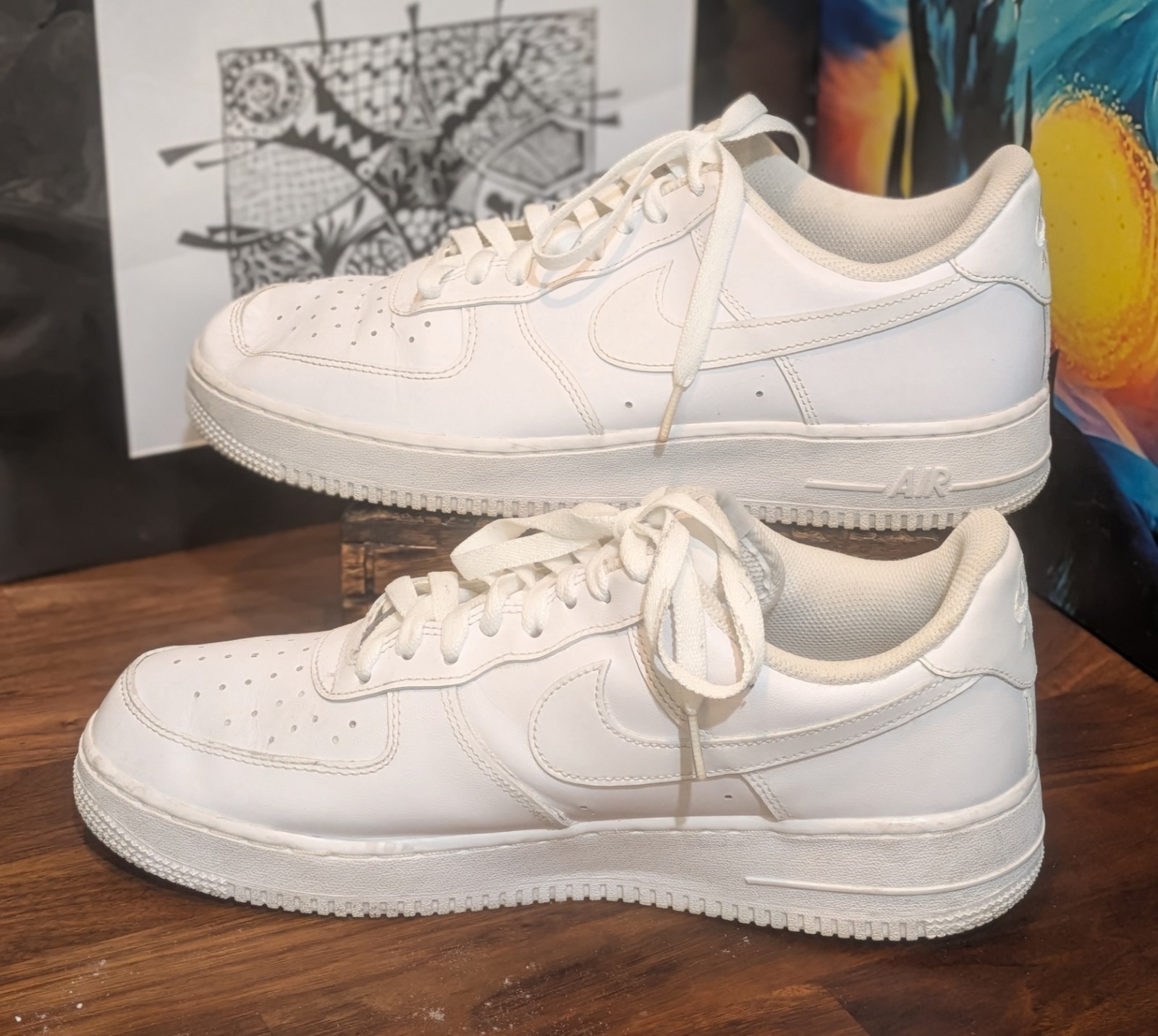 Nike Air Force 1 White Men’s Low Top Leather Athletic Sneakers
