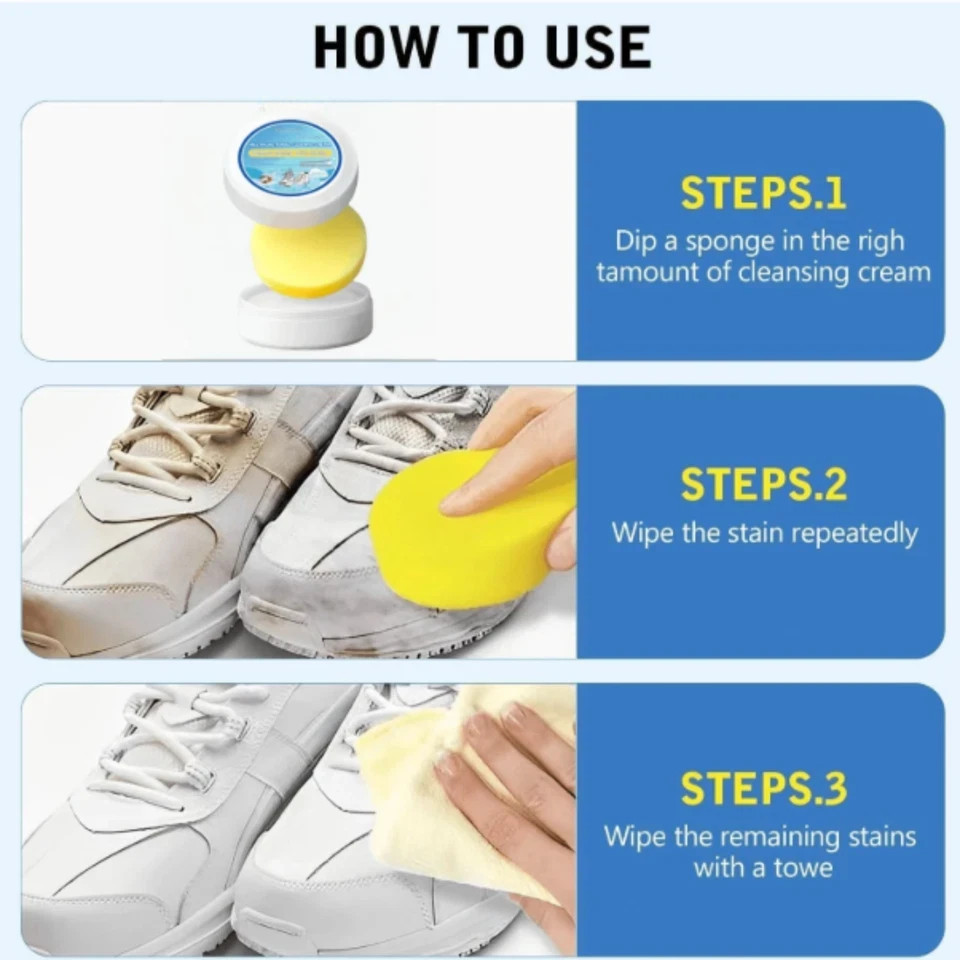 White Shoe Cleaner Paste Multi Purpose Whitening Stain Remover Shoes Bags Car