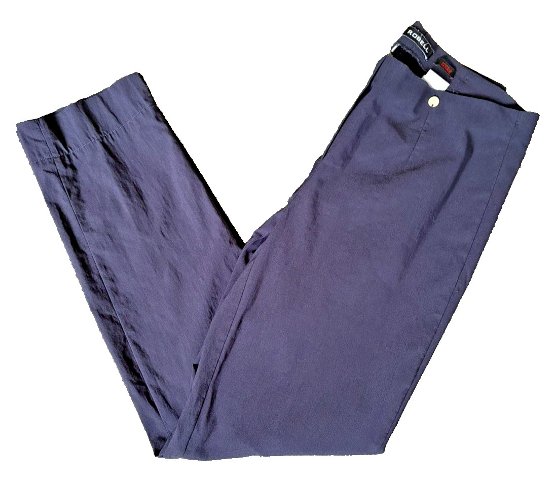 Robell Model Marie Trousers Navy Elastic Waist Pullover Crop Size 14 Work Travel