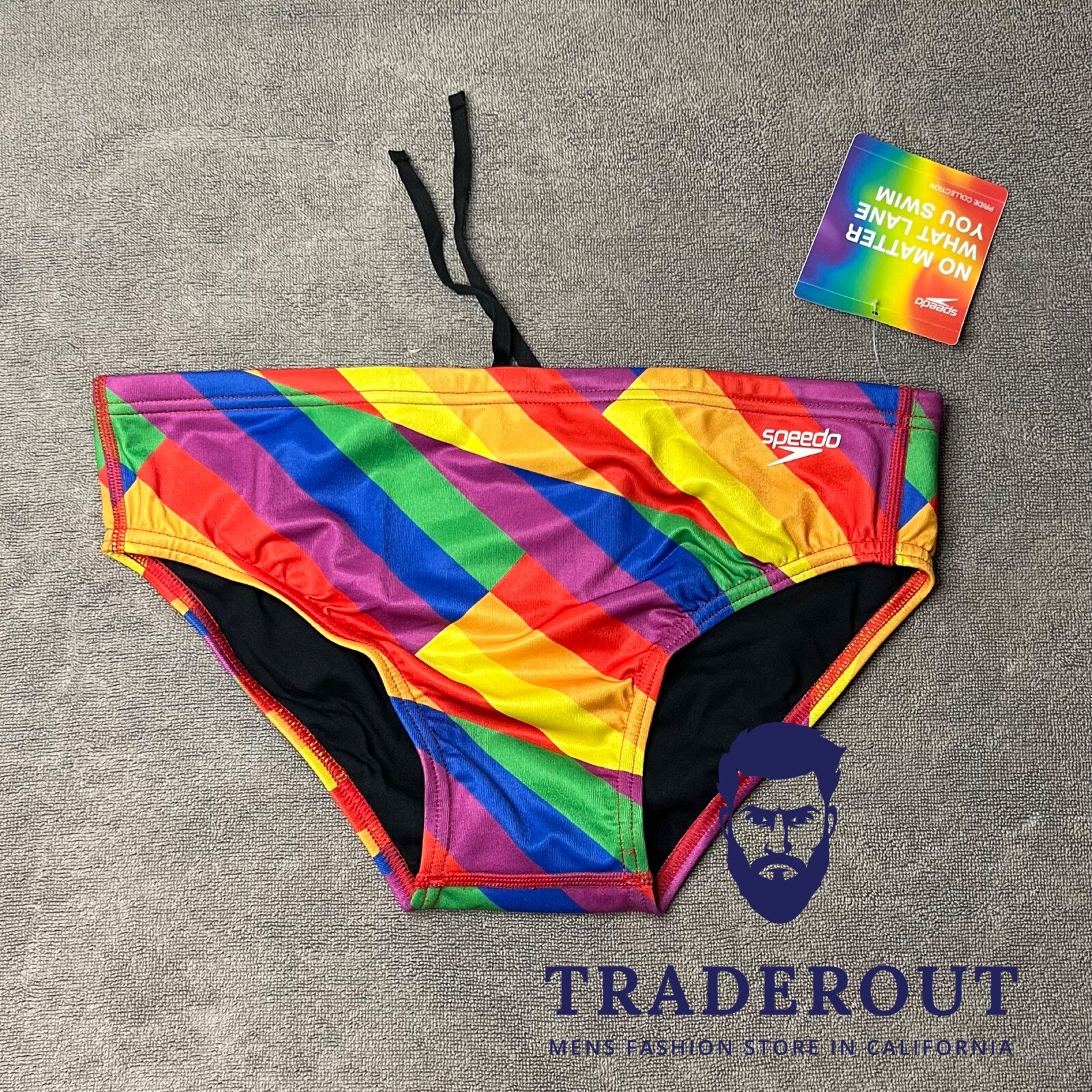 Speedo Men Rainbow sliced square Pride swim Brief Swimwear 28 30 32 34 36 38