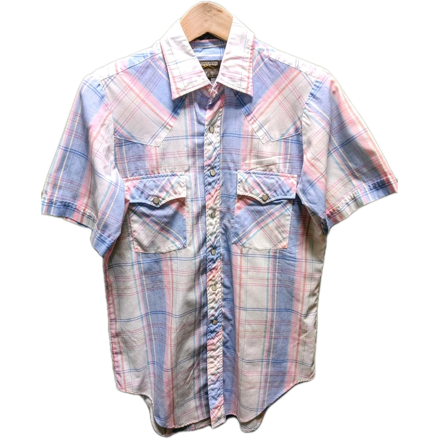 Vintage Plainsman Western Short Sleeve Shirt*Medium (15-15.5)*Multicolor Striped