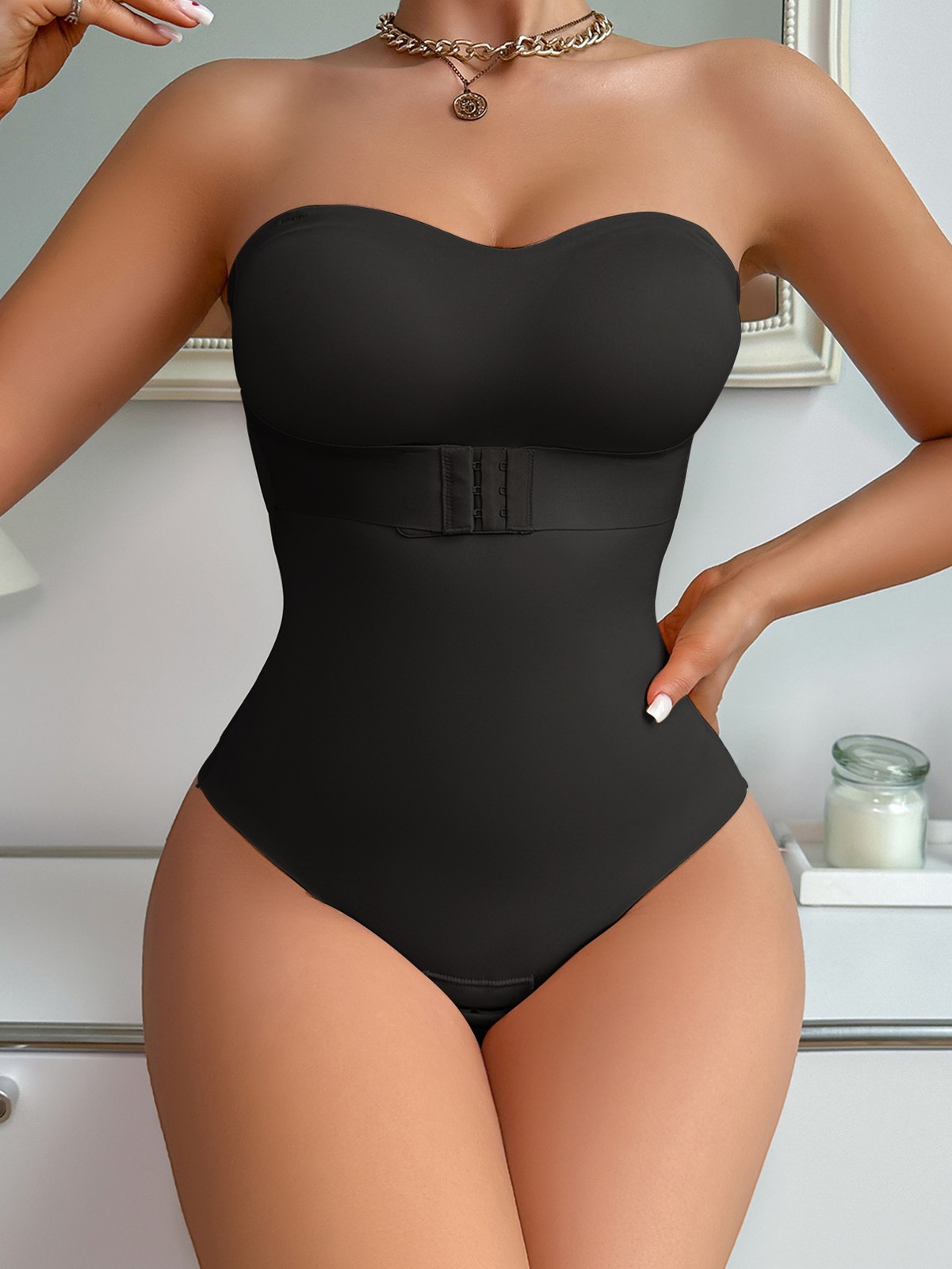 Ladies Bodysuit Adjustable Invisible Straps Anti-Slip Strip Tummy & Waist Shape