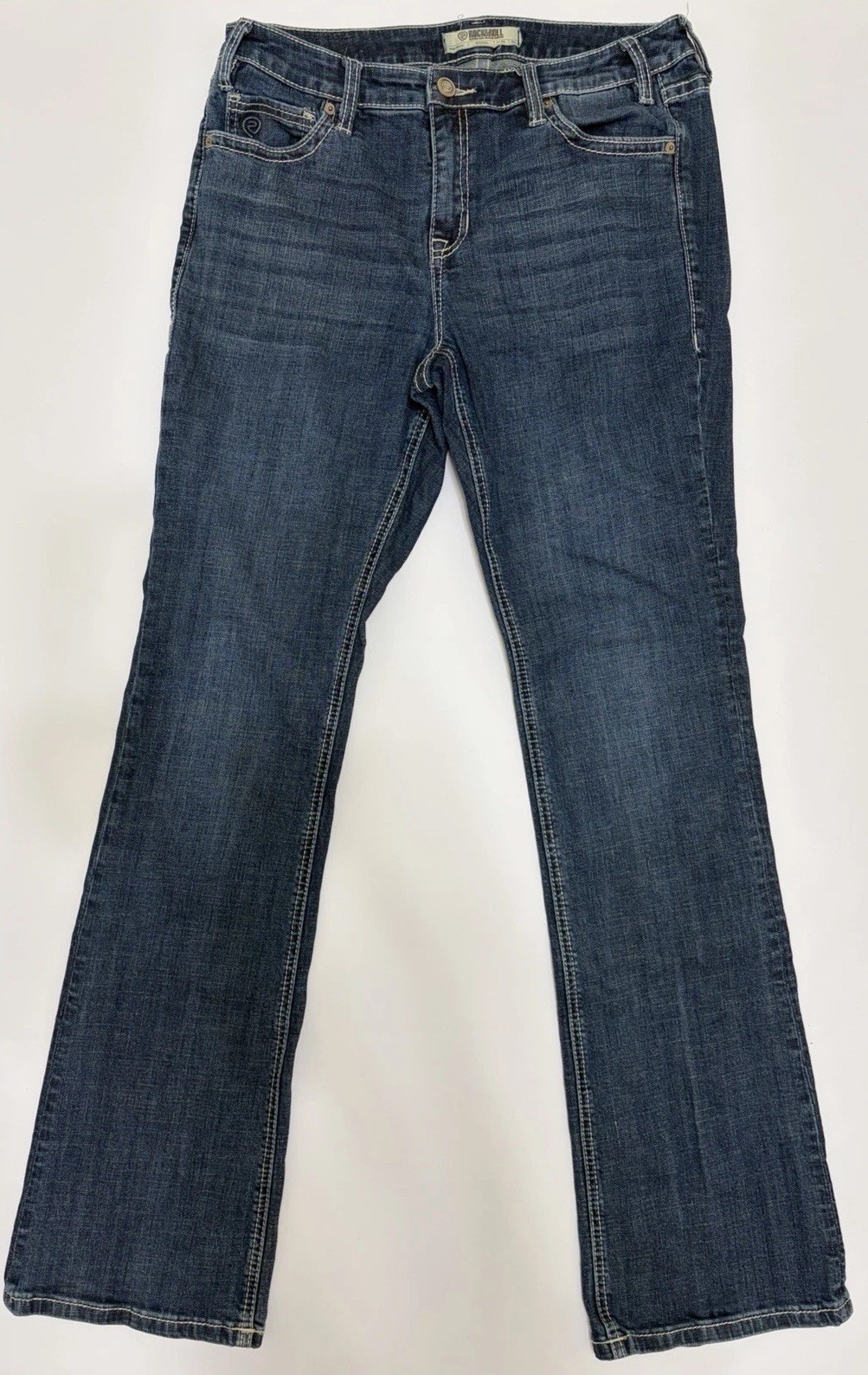 Rock & Roll Denim Men’s Blue Regular Fit Midrise Jeans Dark Wash 5-Pocket