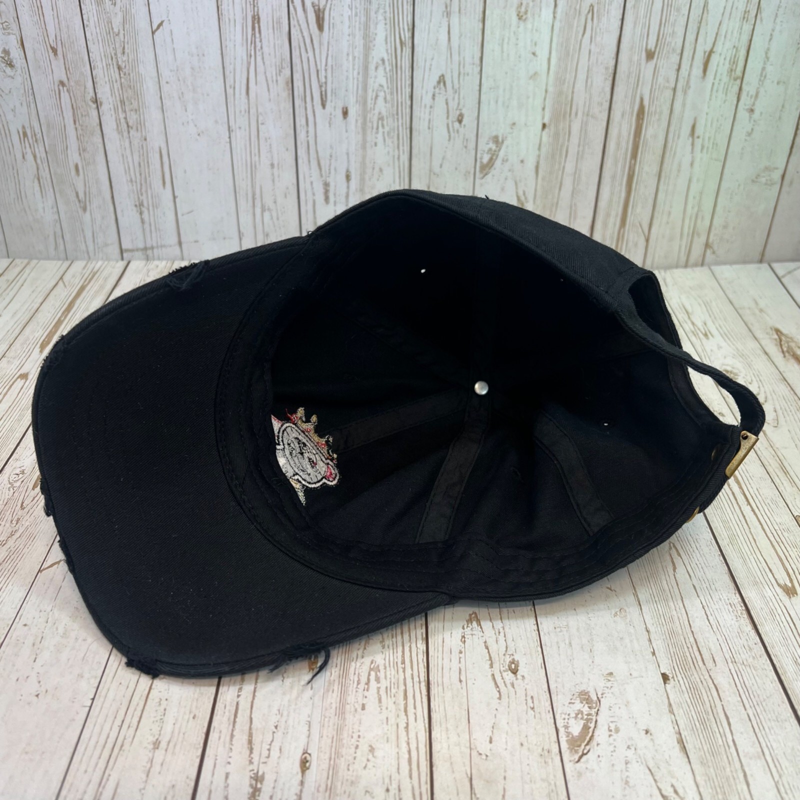 MUKA Paid Bear Dad Hat Cap Black Distressed Baseball Embroidered MU:KA: