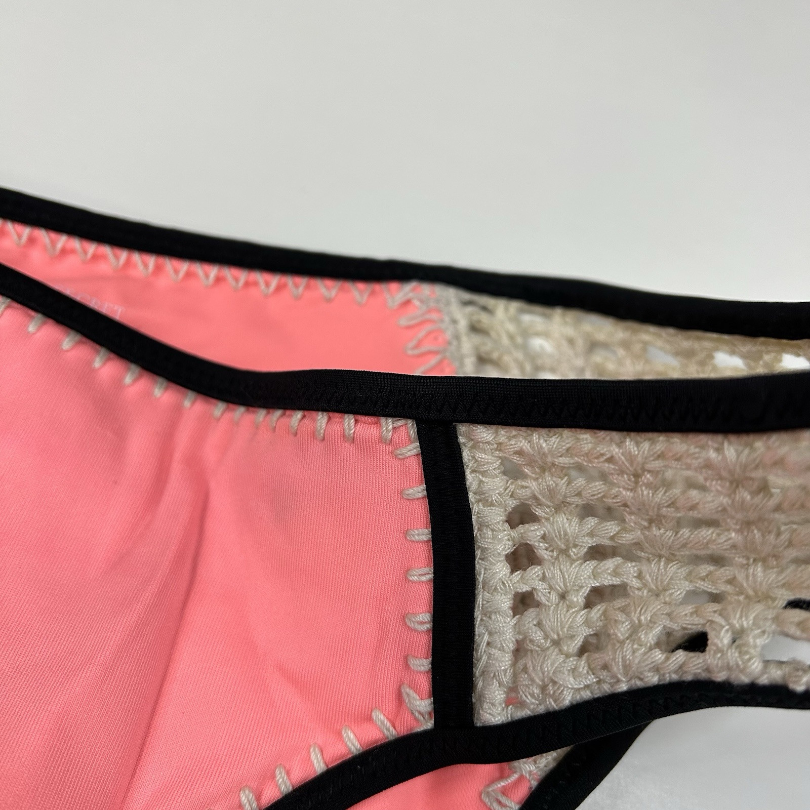 Y2K Victorias Secret Size Medium Classic Hipster Bikini Bottoms Pink Black #3727
