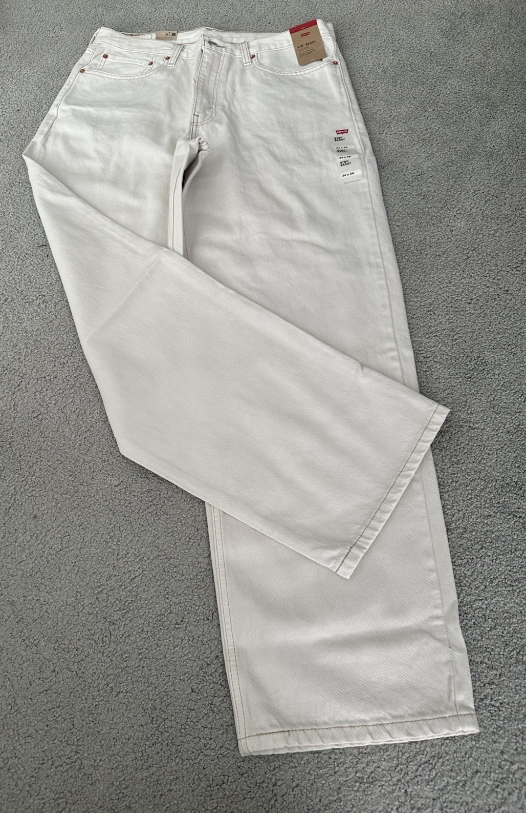 Levi ‘s Premium Men’s 578 Baggy Denim Jeans Tag Sz. 34Wx34 Ivory Measure 38WX34L