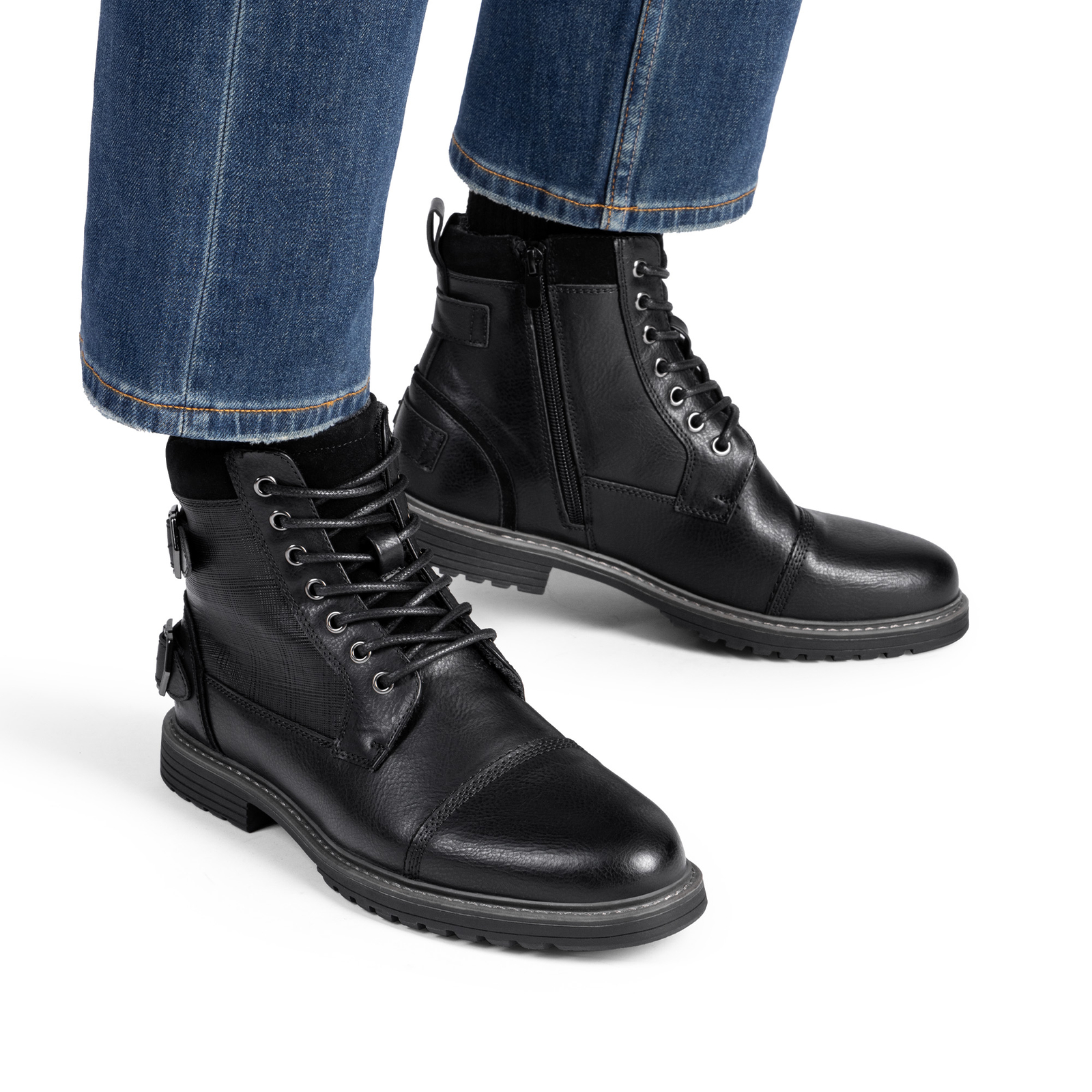 Men Motorcycle Boots Combat Riding Oxford Dress Chelsea Leather Shoes