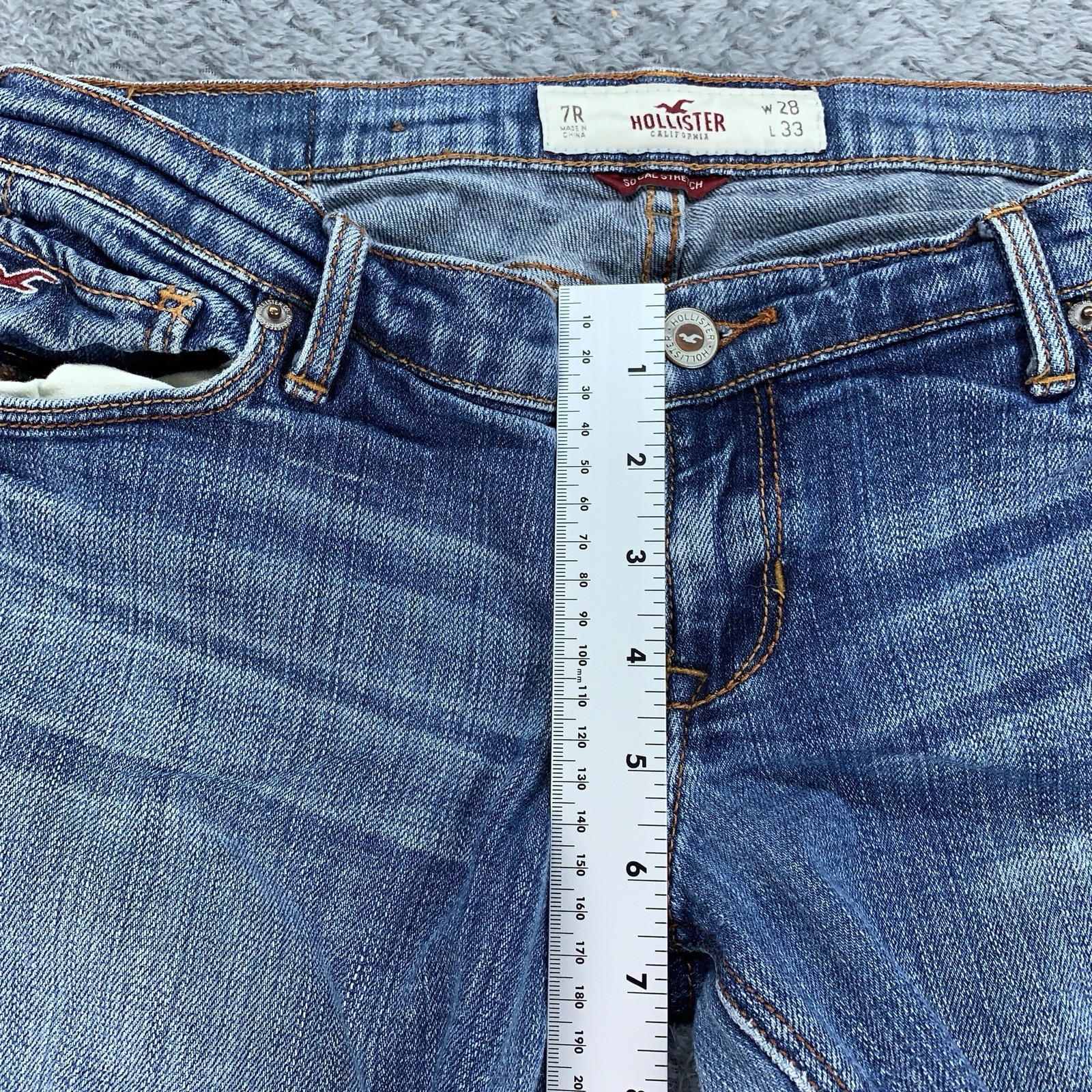 Hollister Socal Stretch Bootcut Jeans Women’s Size 7 Reg Blue Denim Faded