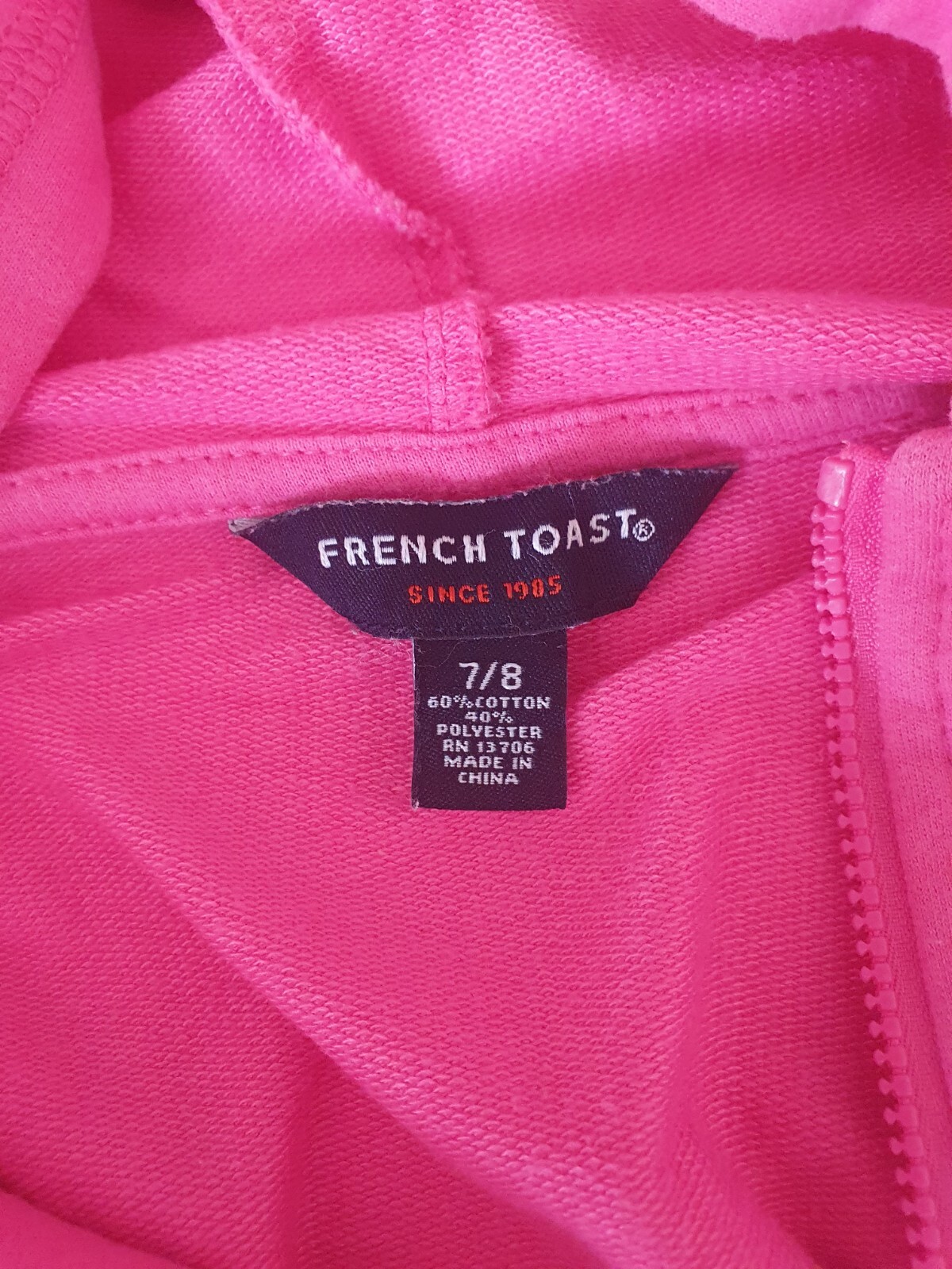French Toast Girls Ruffled Pink Full Zip Hoodie Size 7-8