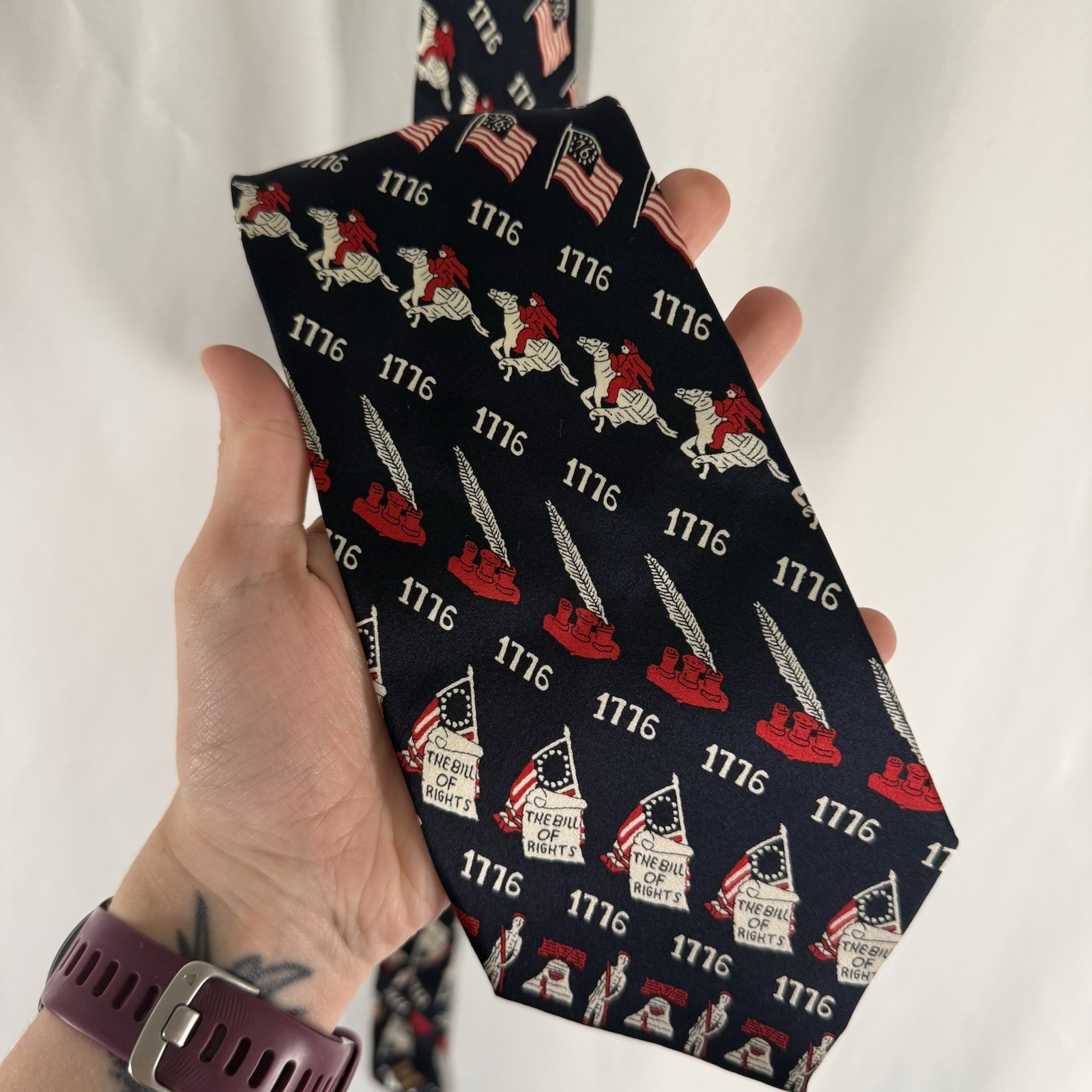 1776 Tie Museum Artifacts Silk Tie Men’s 60″ Blue 4th of July 4″ Wide