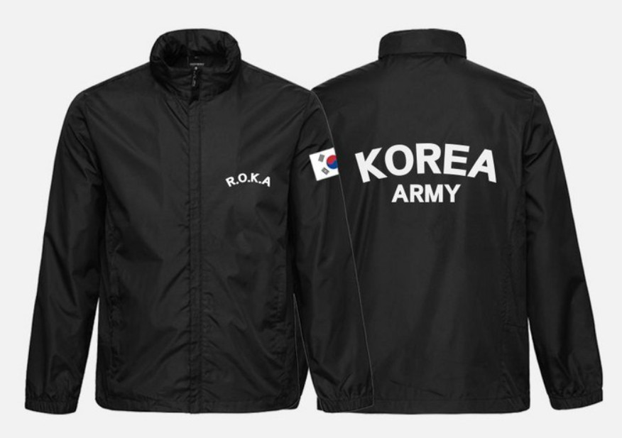 Korean Army R.O.K.A Windbreaker Jacket Black Military Training Jacket (3Color)
