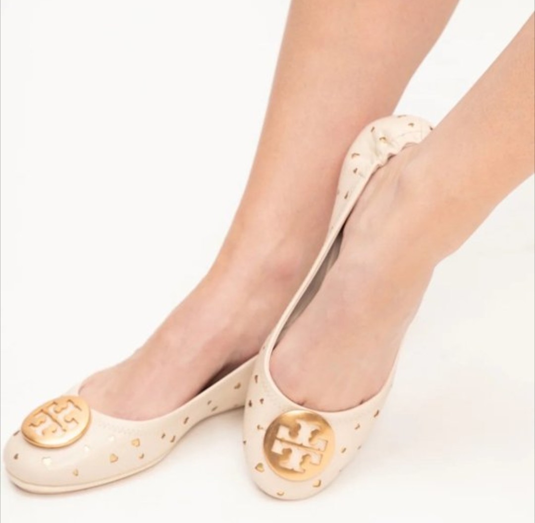 TORY BURCH LIMITED EDITION MINNIE HEART CUTOUT LEATHER REVA BALLET FLATS NIB 9