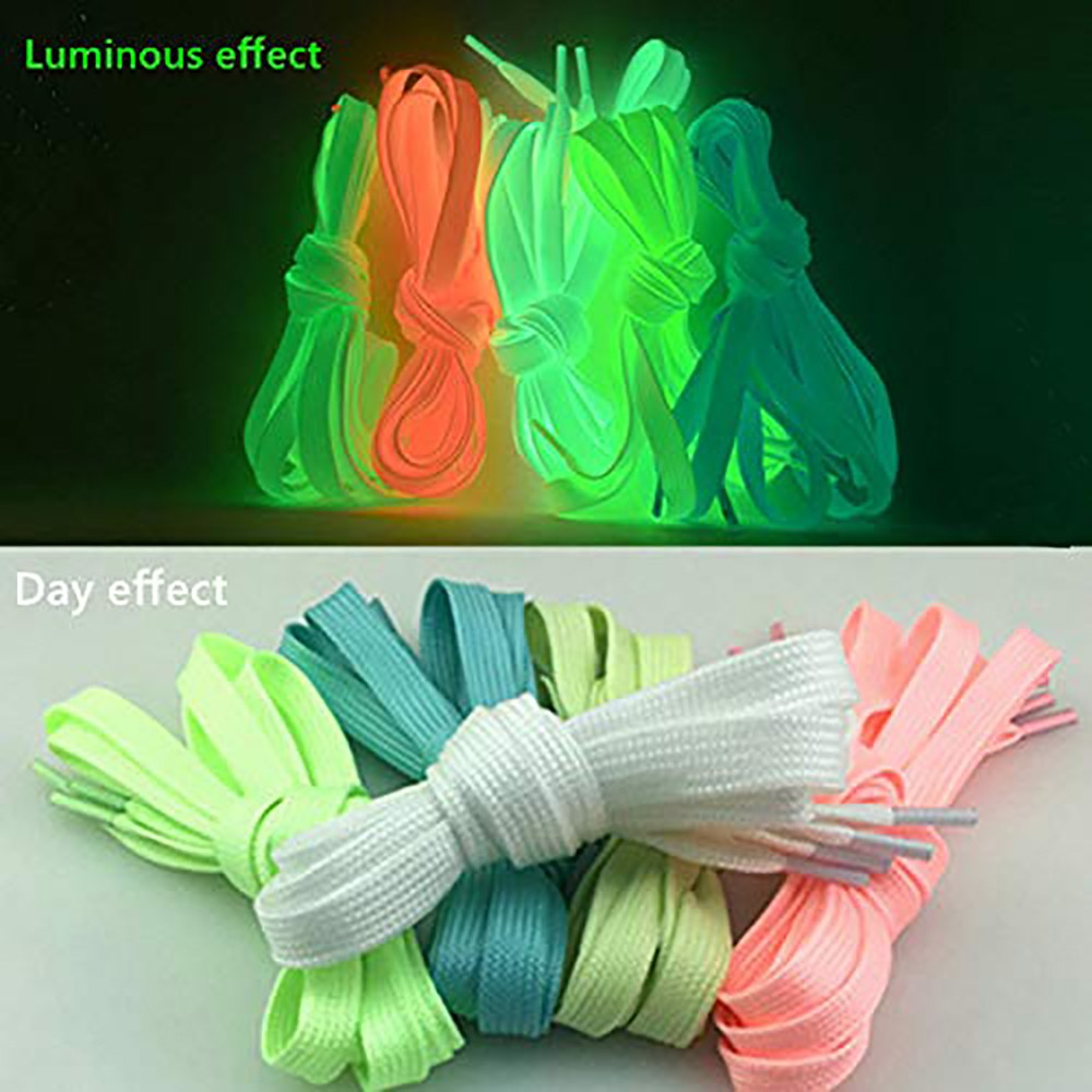 Glow in the Dark Luminous Shoelaces 5 Colors Flat Shoe Laces 90cm 120cm 180cm