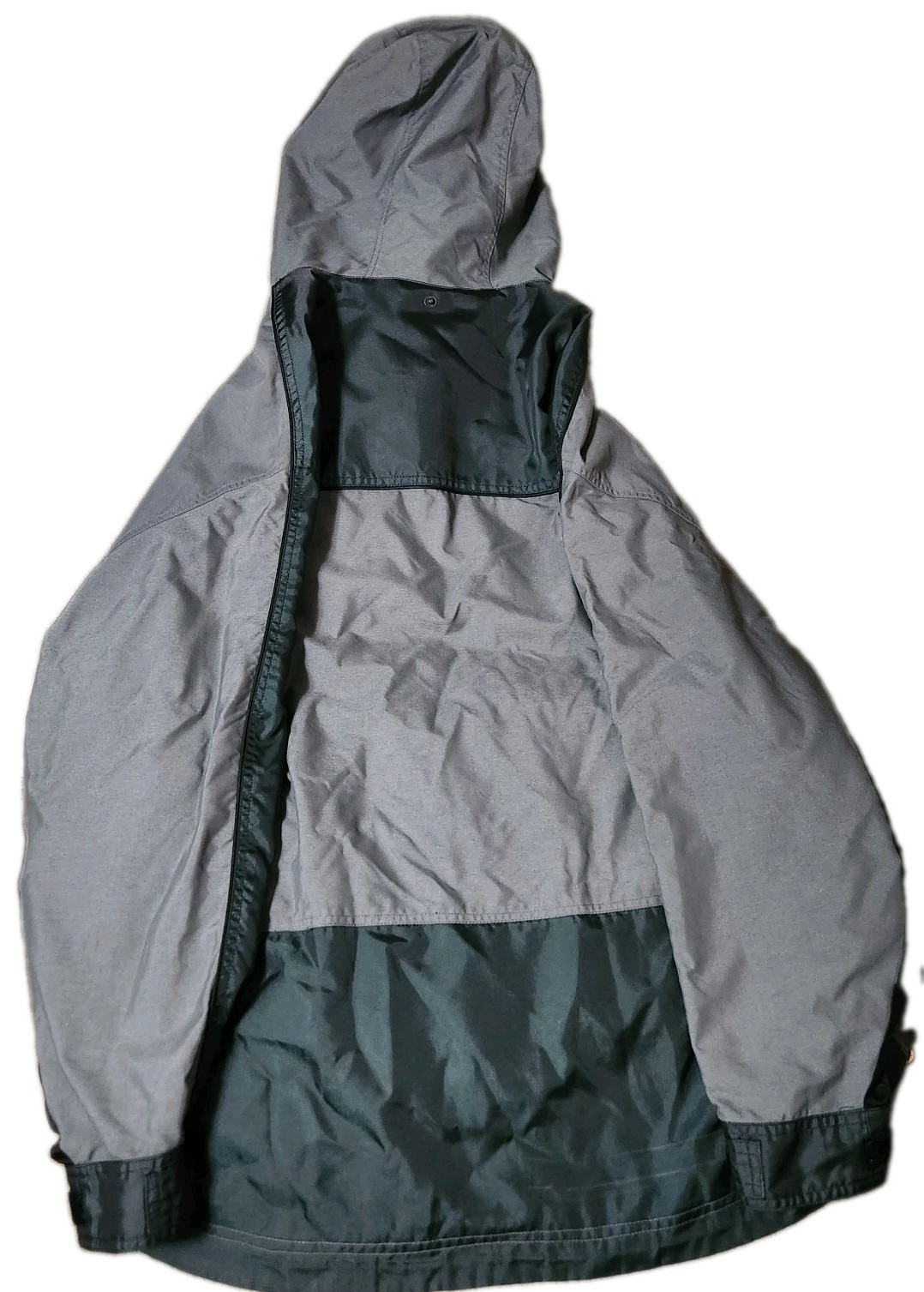 🔥 Vintage GAP Rain Coat Windbreaker Jacket Green Gray Mens Large 33×27