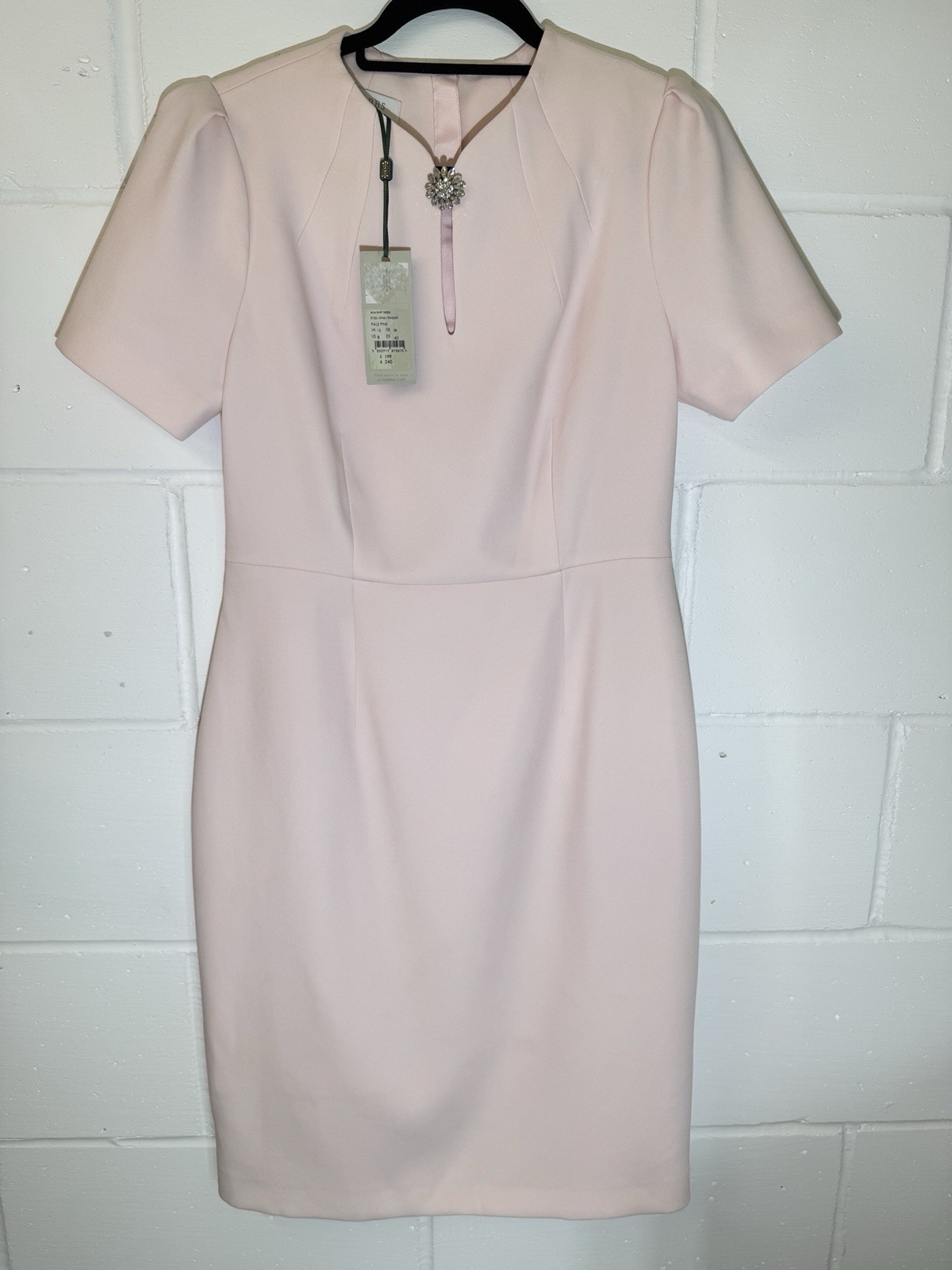 Hobbs Ana Knee Length Shift Pale Pink Dress Size UK12 New With Tags RRP £199