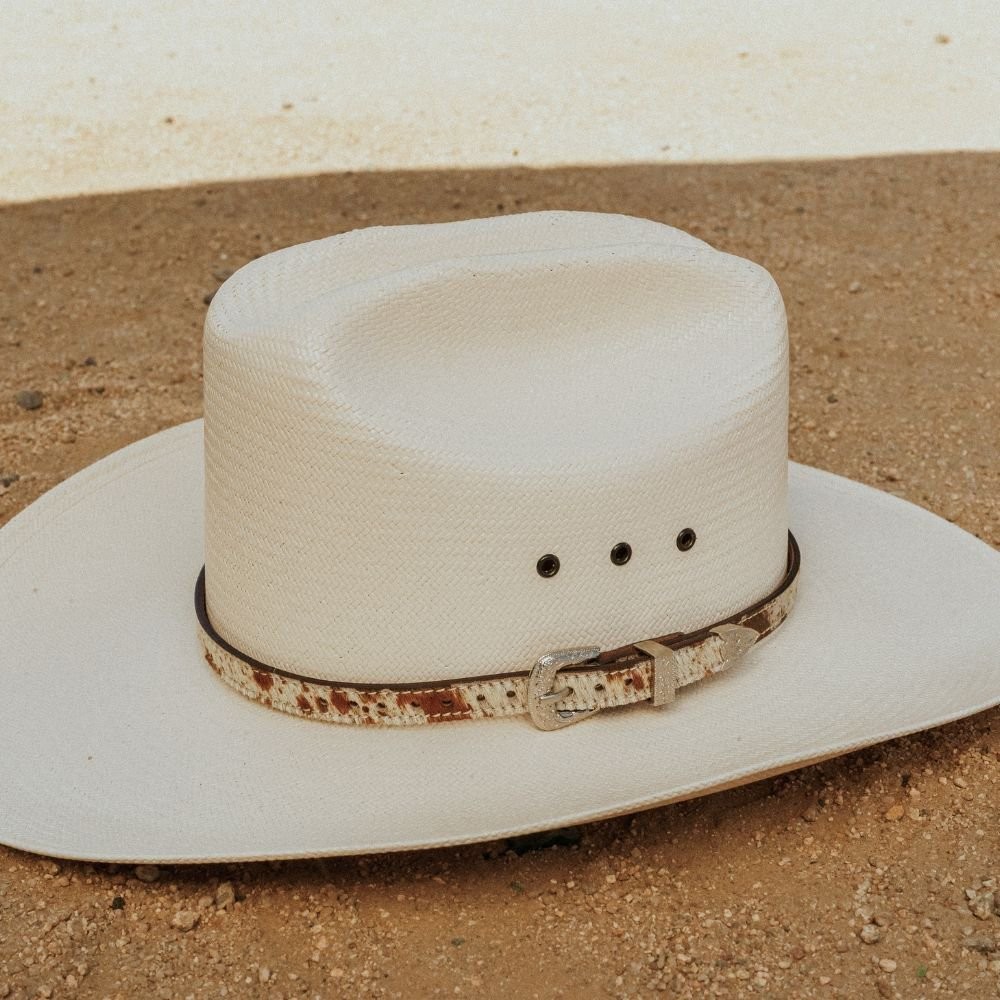 Cowhide Hat Band Brown with Silver Buckle – Branson