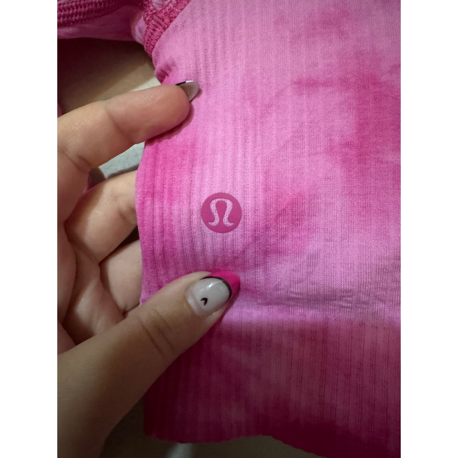 Lululemon Ebb to Street Long Sleeve Cropped Top Marbled Dye Sonic Pink Size 2