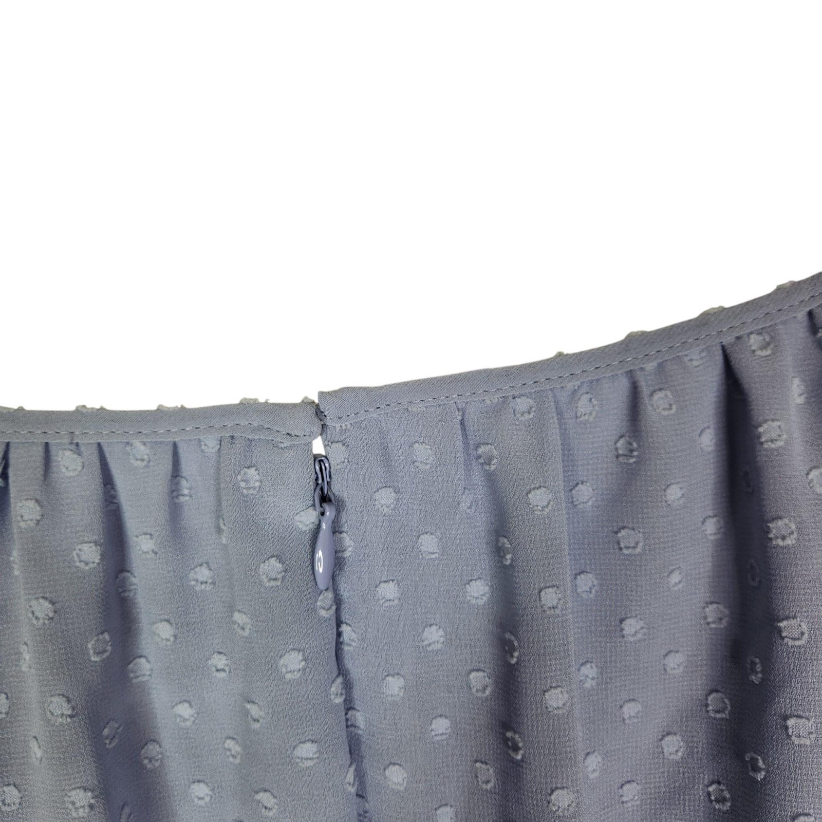 GAL MEETS GLAM Adeline Dress Womens 12 Blue Swiss Dot Chiffon Ruffle Long Sleeve