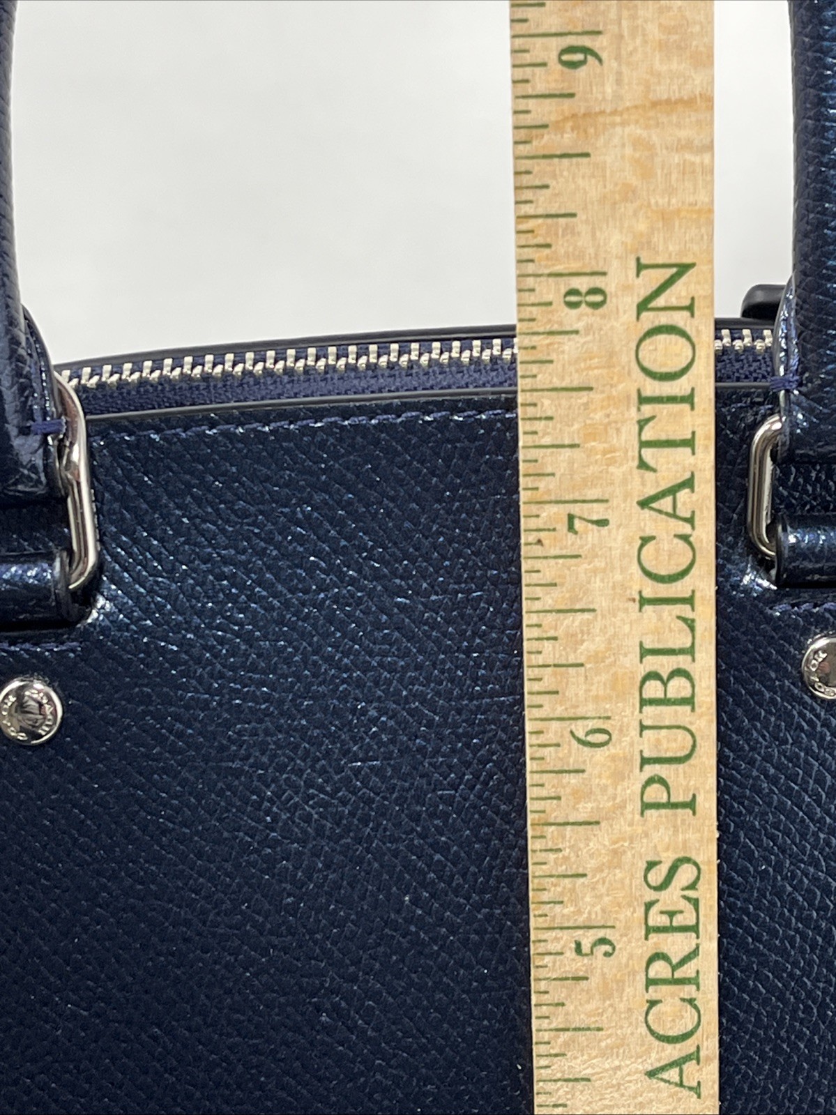 Coach Mini Sierra Satchel handbag Metallic Blue leather Crossbody Flaws