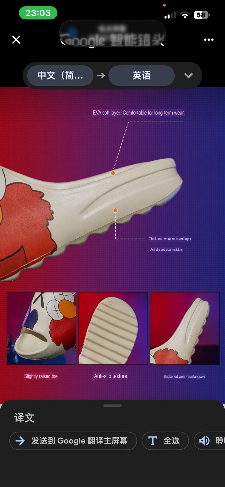 Cartoon print pillow slides shower shoe nonslip slippers men 5-5.5 /women 6-6.5