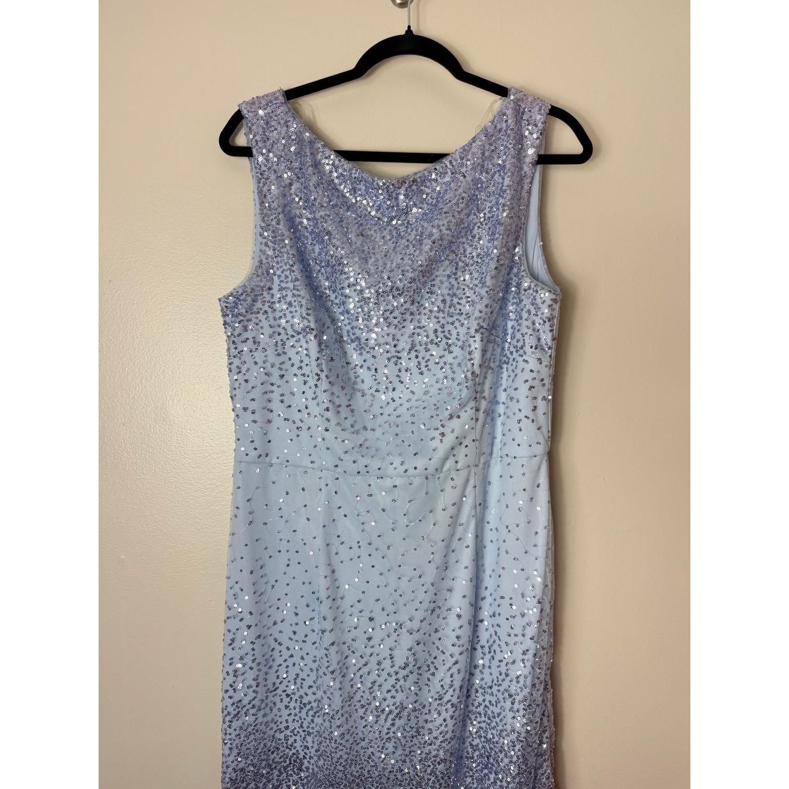 JS COLLECTIONS DRESS 12 TORI BLUE SEQUIN OMBRE COLUMN GOWN WEDDING GUEST MAXI