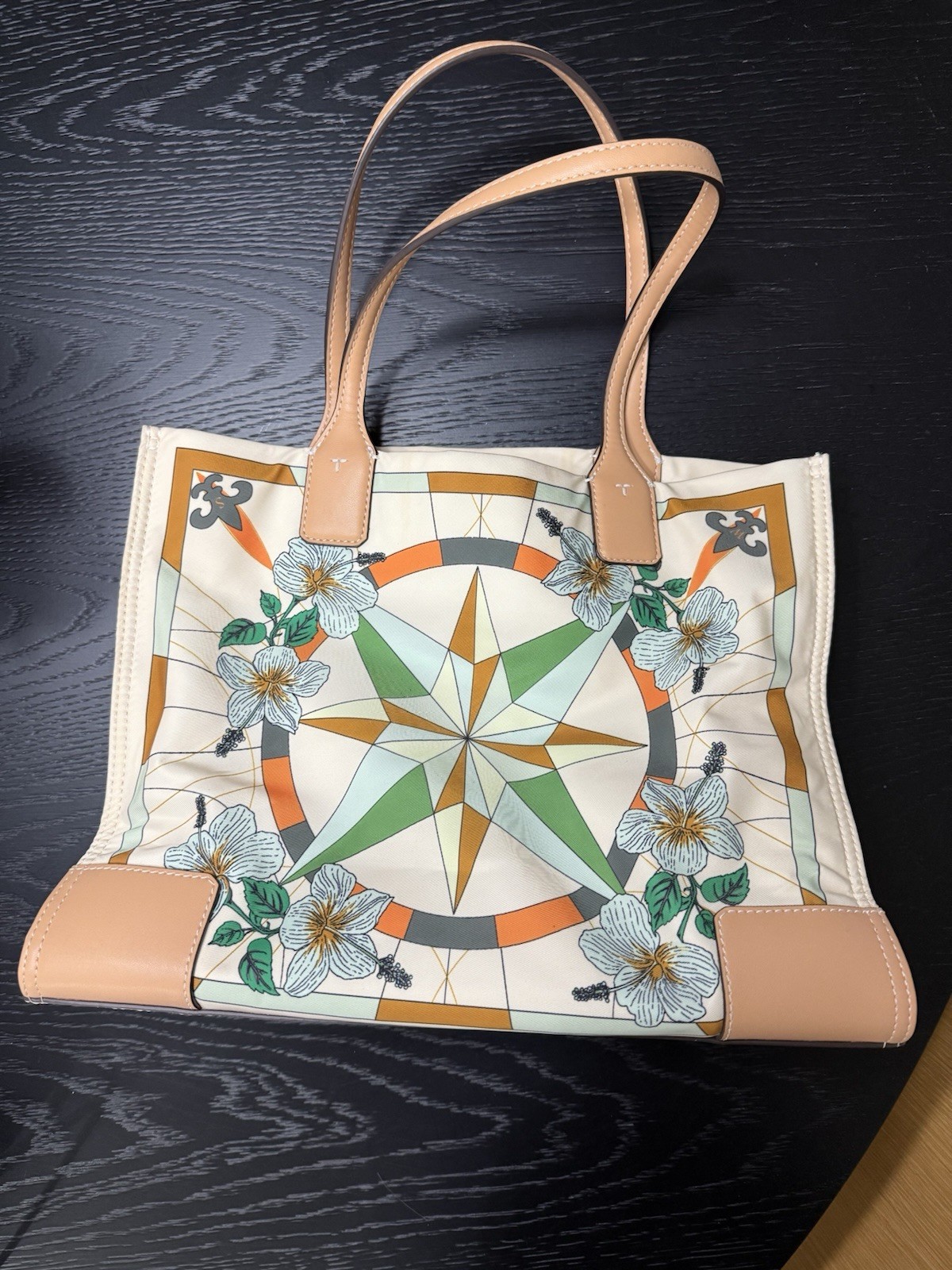 Tory Burch Ella Tote Lei Floral Compass Print – Discontinued