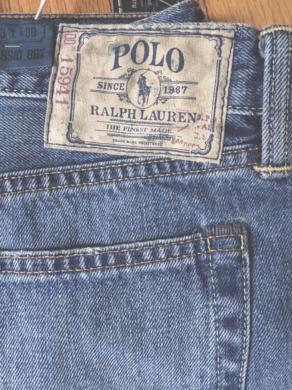 NWT Polo Ralph Lauren CLASSIC FIT 867 Men’s Denim Jeans ~size 33×30