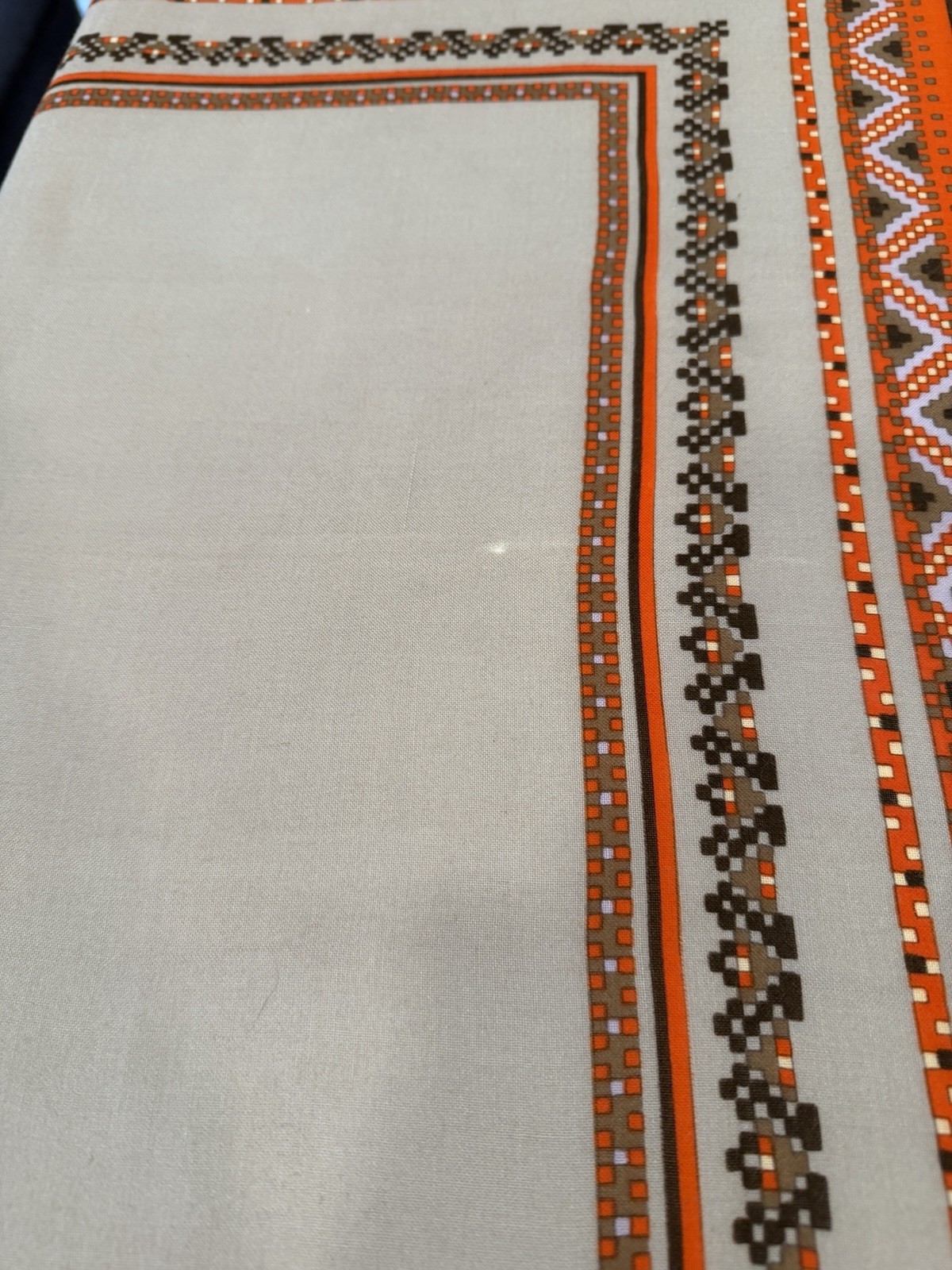 Yves Saint Laurent Silk Scarf Geometric Cream Brown