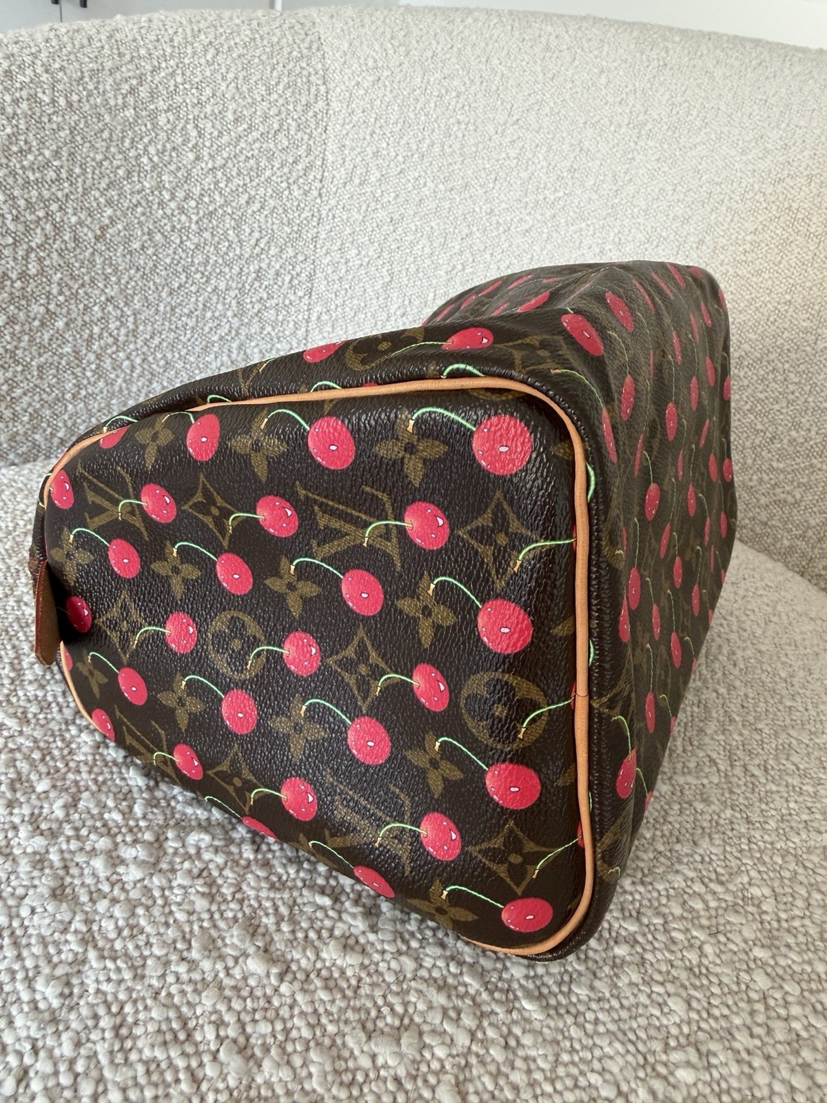 Louis Vuitton Speedy Satchel 25 Brown Canvas Monogram Cerises