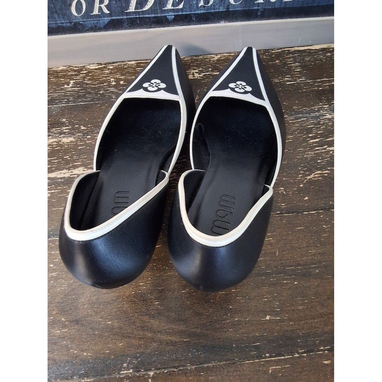 AMPM Black and White Pointed D’Orsay Flats