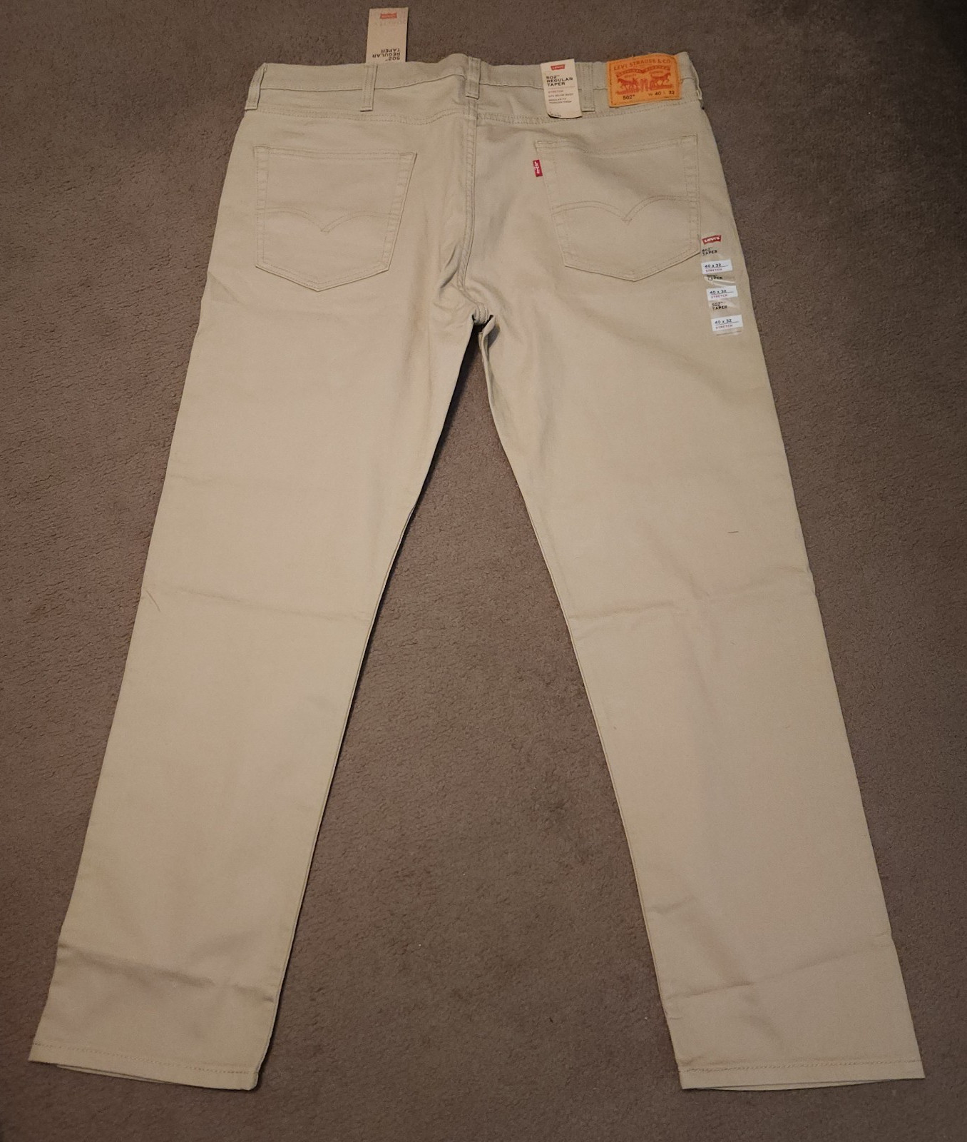 NWT Men’s Levi’s 502 Regular Taper SZ 40 x 32 Stretch Below Waist Tan Jeans